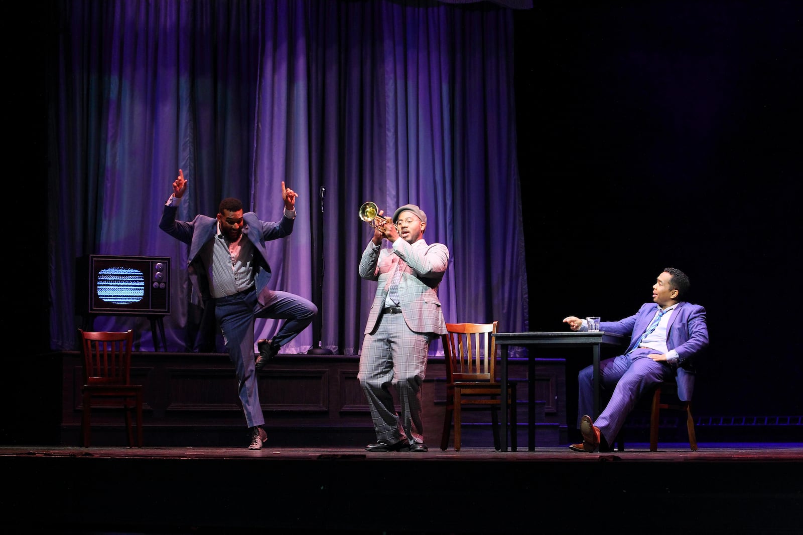 From left to right:  Du’Bois A’Keen (dancer); Sankara Harouna (Dizzy Gillespie); and Martin Bakari (Charlie Parker), from the opera Charlie Parker’s Yardbird (Sept. 2022). (CONTRIBUTED CREDIT: Scott Kimmins)