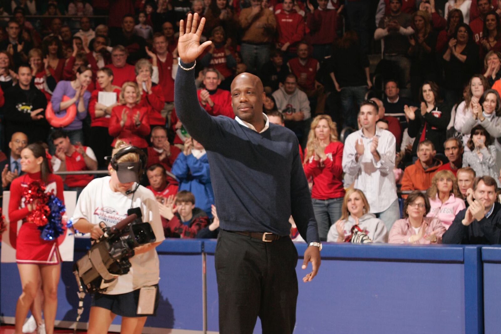 Ryan Perryman is acknowledged by the UD Arena crowd during a game in 2008 at UD Arena. UD photo by Erik Schelkun