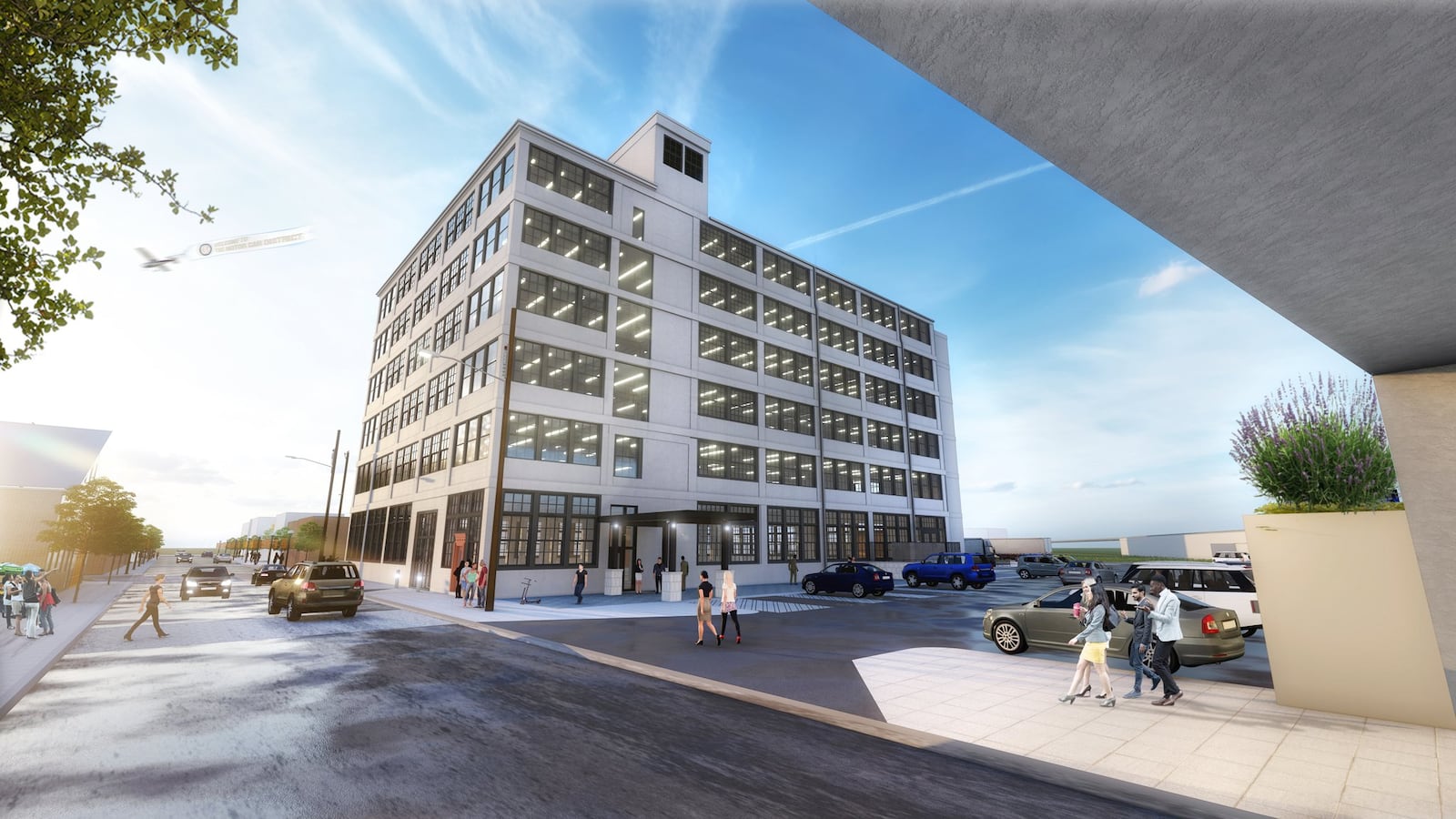 A city rendering guiding development concepts for the Dayton Motor Car Building, 15 McDonough St., in the city’s “Oregon East” District. CONTRIBUTED