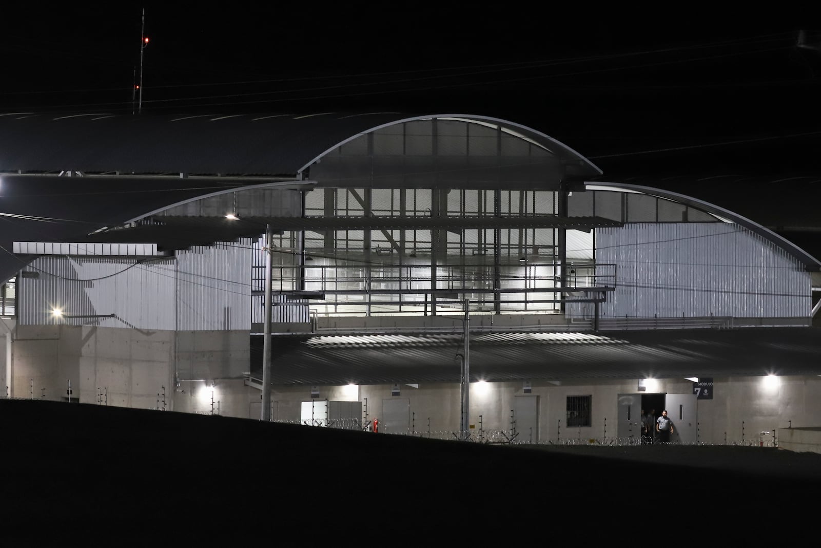 FILE - The Terrorism Confinement Center, or CECOT, stands in Tecoluca, El Salvador, late Feb. 2, 2023. (AP Photo/Salvador Melendez, File)