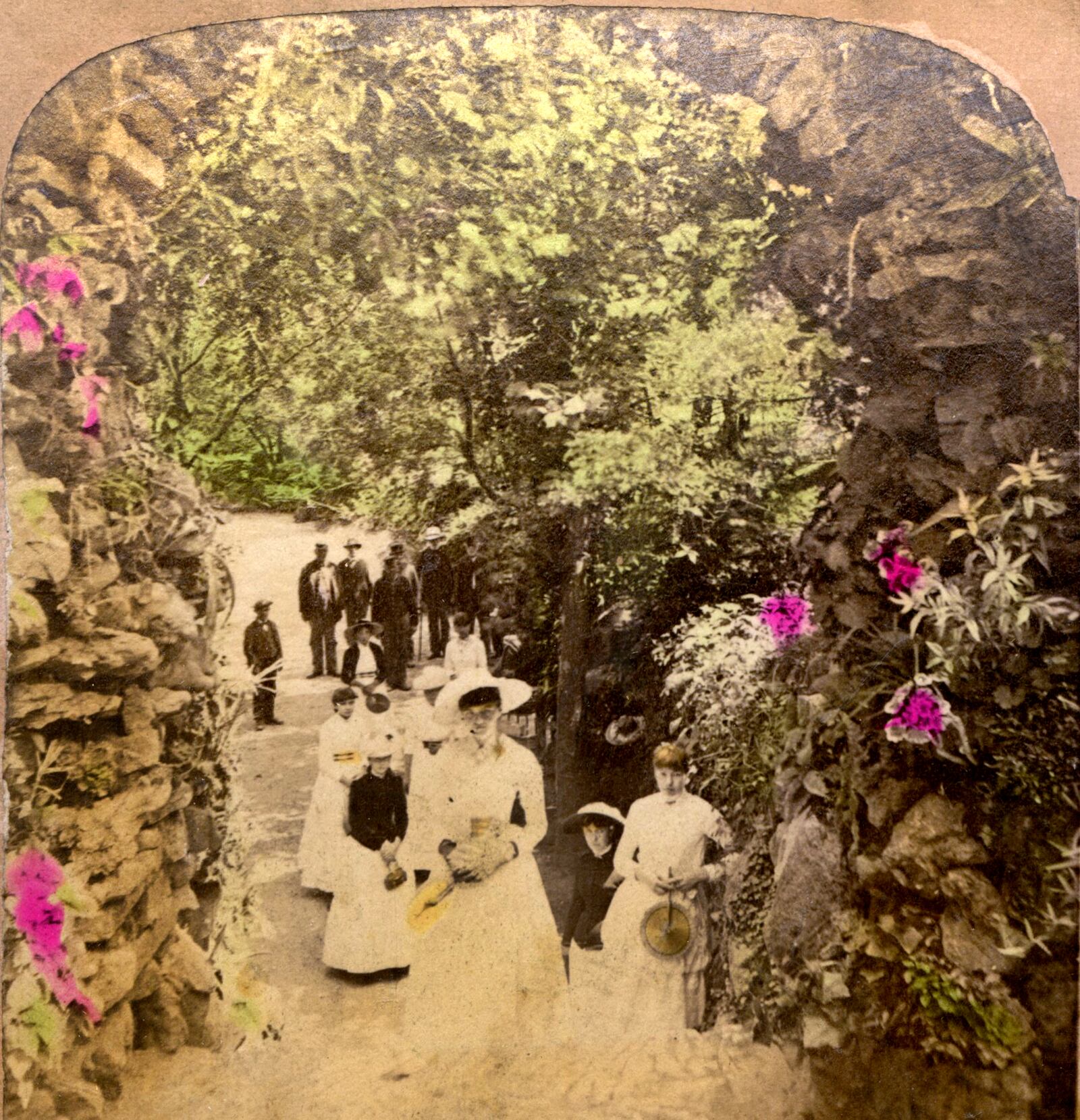 Tourists stroll through the grotto arch at the National Home for Disabled Volunteer Soldiers in Dayton. Over 666,000 visited the home at its' peak in 1910. PHOTO COURTESY OF DAYTON VA ARCHIVES