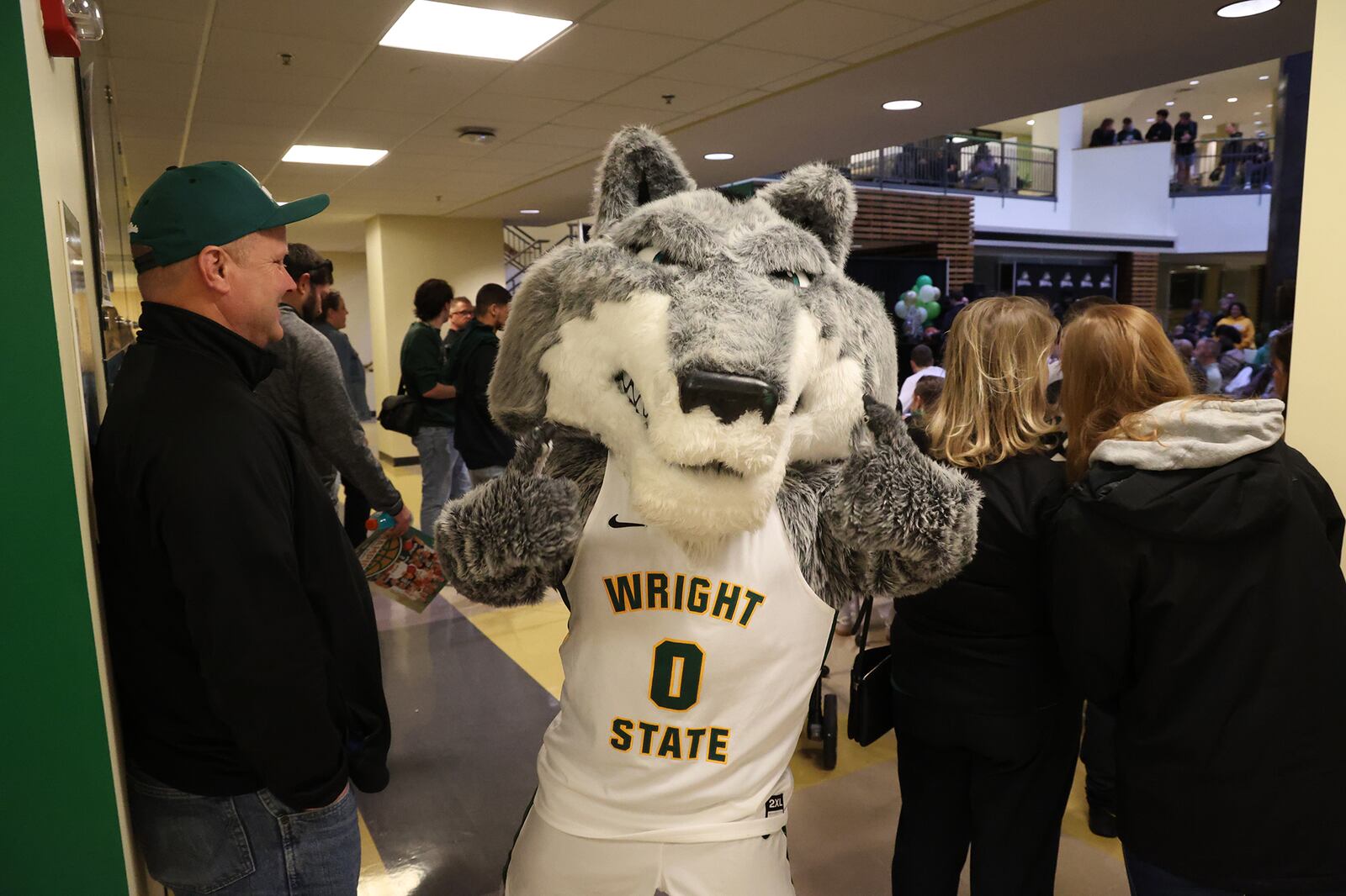 Wright State held a watch party in the Student Union where they found out who they play in the first round of the NCAA Tournament Sunday night. BILL LACKEY/STAFF