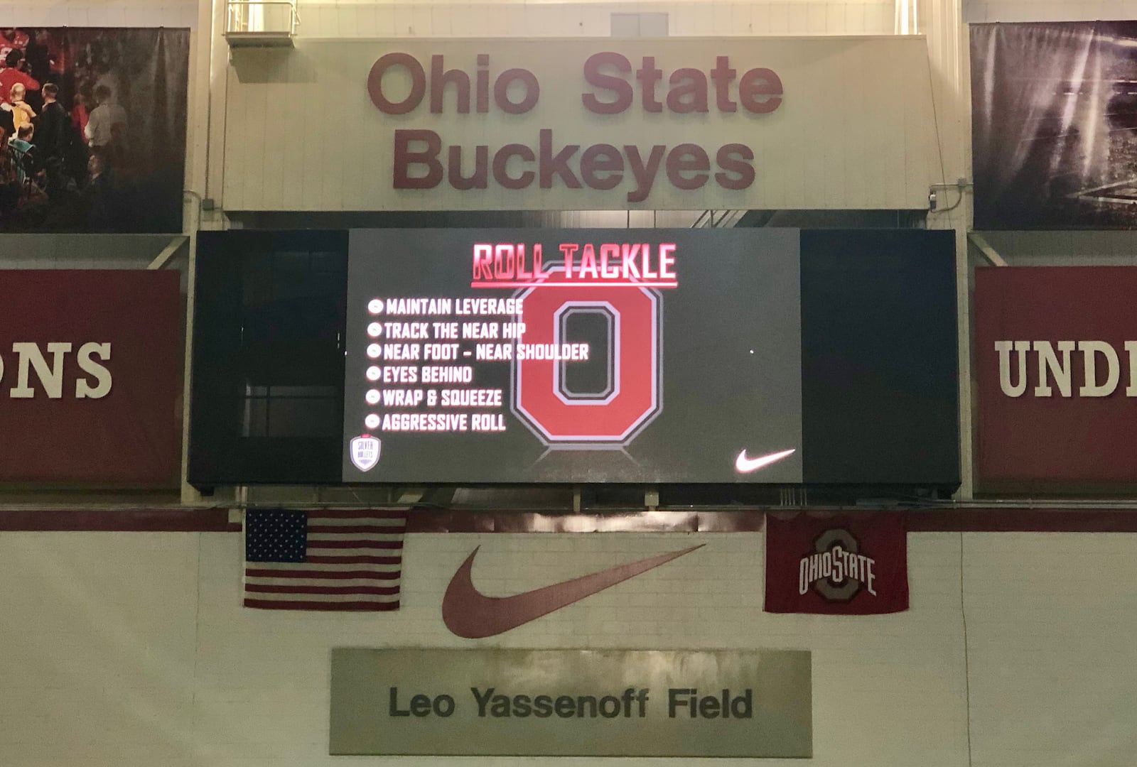 Ohio State hosted area coaches for a youth tackling clinic on May 21 at the Woody Hayes Athletic Center in Columbus.