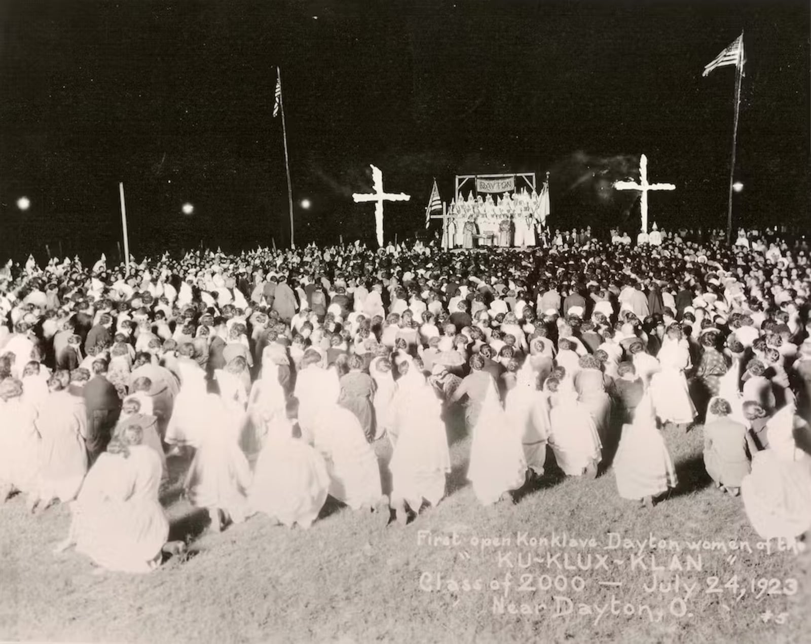 A Klan event near Dayton in July 1923, a few months before the bombing on campus. Dayton Metro Library