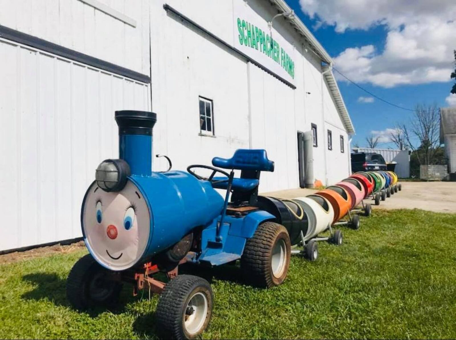 Climb aboard Timmy the Train for a train ride at Schappacher Farm in Wilmington. CONTRIBUTED