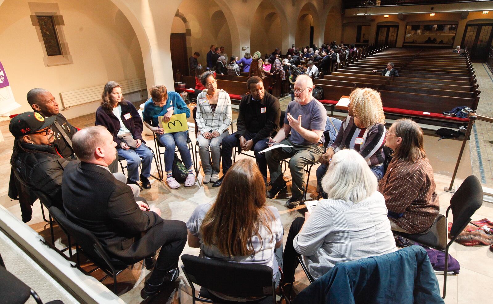 More than 200 people attended an anti-hate community forum Wednesday, March 20, 2019, to discuss responses to a Ku Klux Klan group’s planned rally in downtown Dayton on May 25. CHRIS STEWART / STAFF