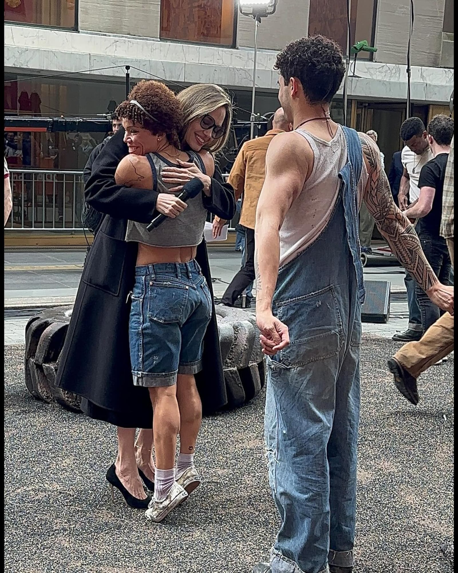 "The Outsiders" producer Angelina Jolie embraces Tilly Evans-Krueger on the set of "The Today Show" on May 13. FACEBOOK PHOTO