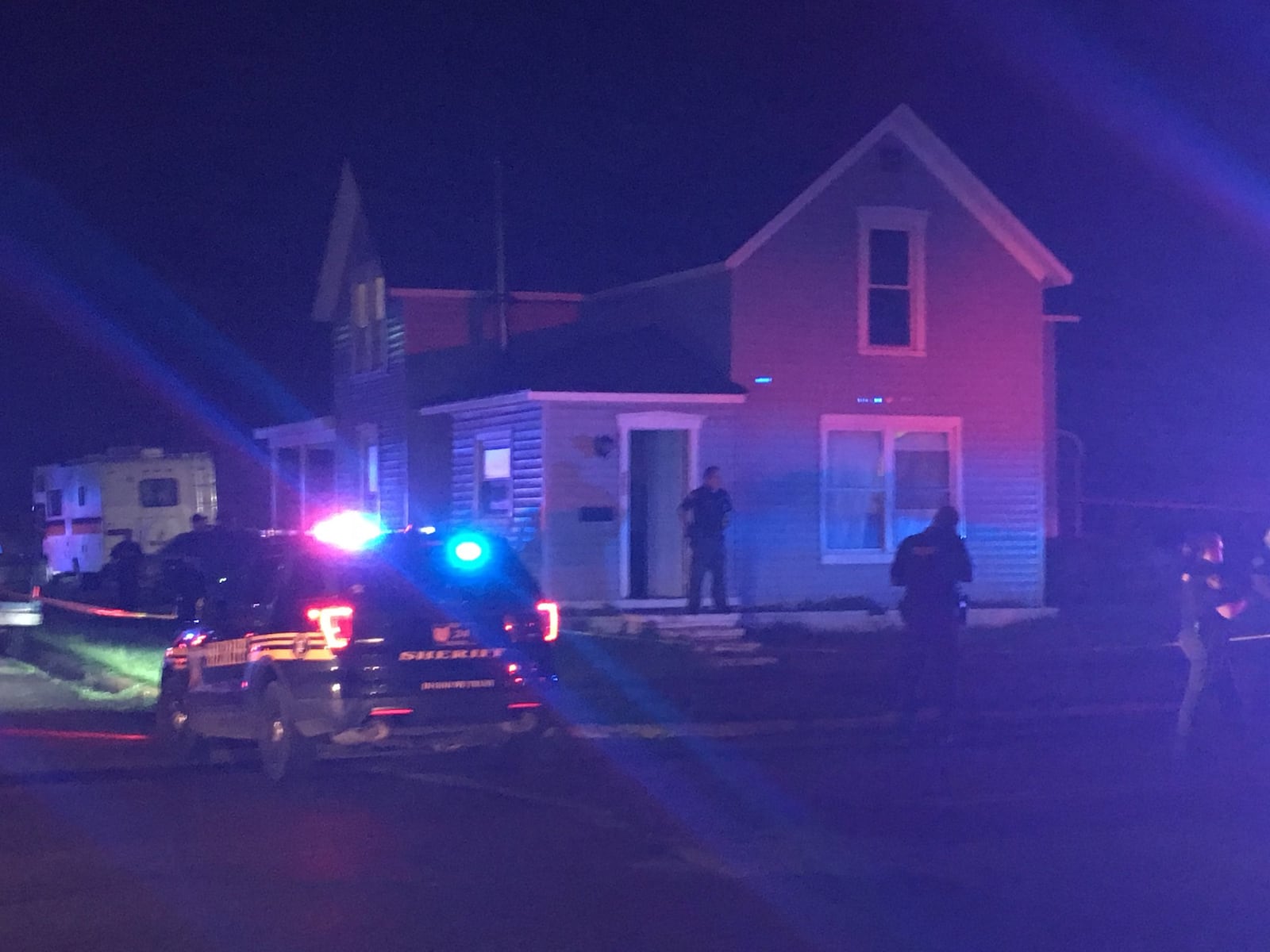 The Clark County Sheriff’s Office responded to a home on the 300 block of North Church Street for a report of a stabbing, which became a homicide investigation after one of the victims died. JAROD THRUSH/STAFF.