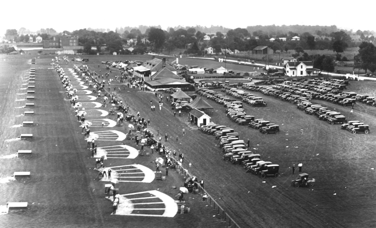 1926 Grand American Trapshoot with the original sixteen trap fields in Vandalia along U.S. 40, right. WIlliam Mayfield Collection/Trapshooting Hall of Fame.