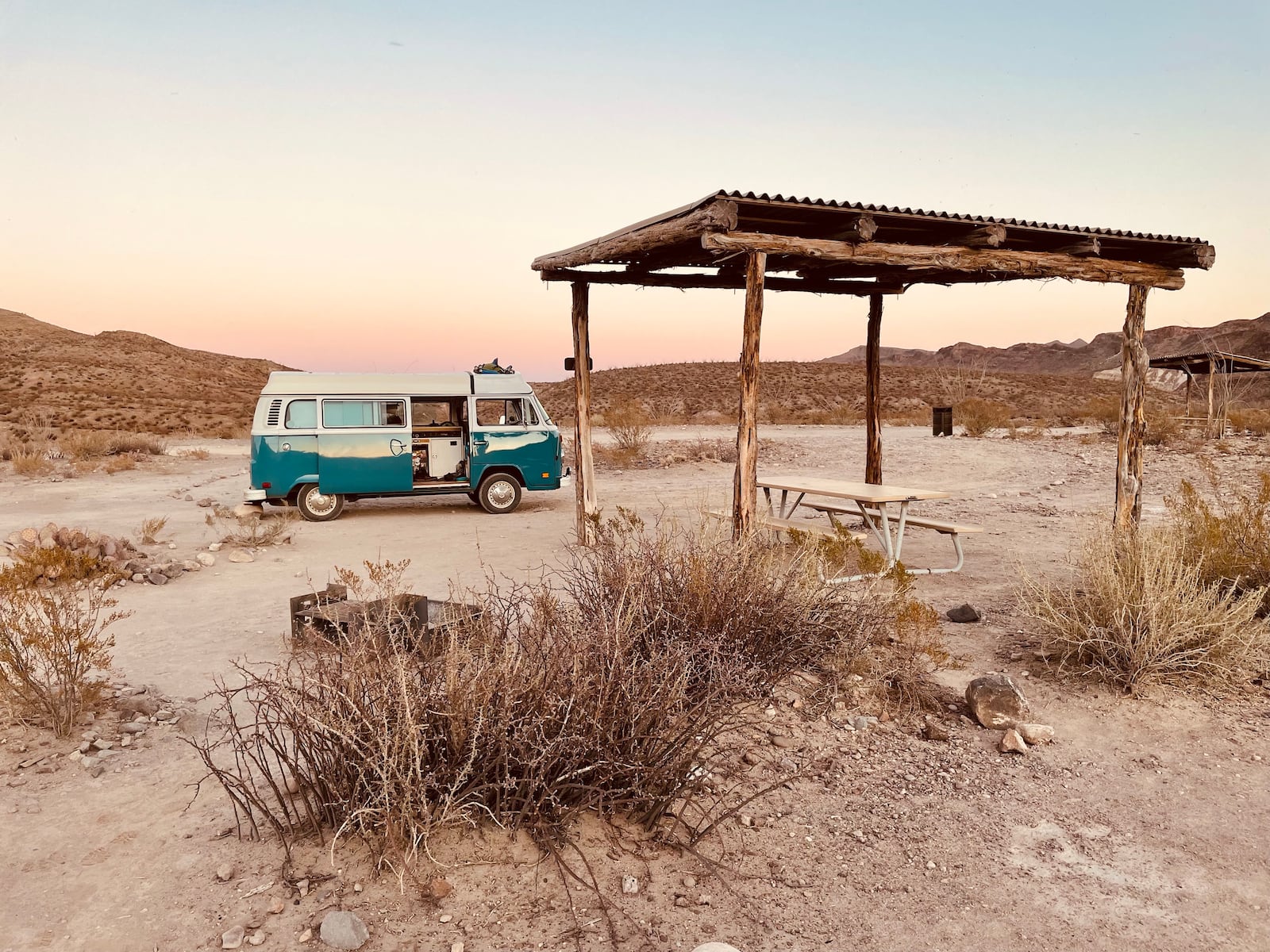 The bus parked at Big Bend Ranch State Park, Texas. PHOTO COURTESY: MIRACLE IRELAND