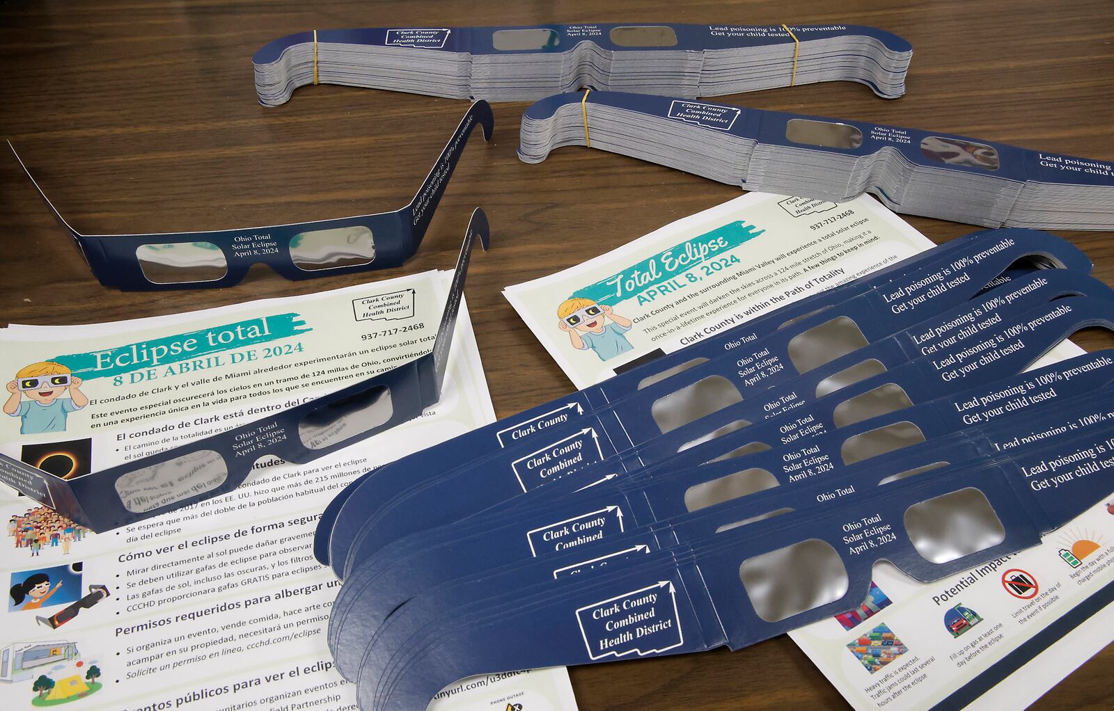 The Clark County Combined Health District wants everyone to know that the health district has special eclipse glasses that will allow people to view the eclipse safely. They also have literature about viewing the eclipse. BILL LACKEY/STAFF