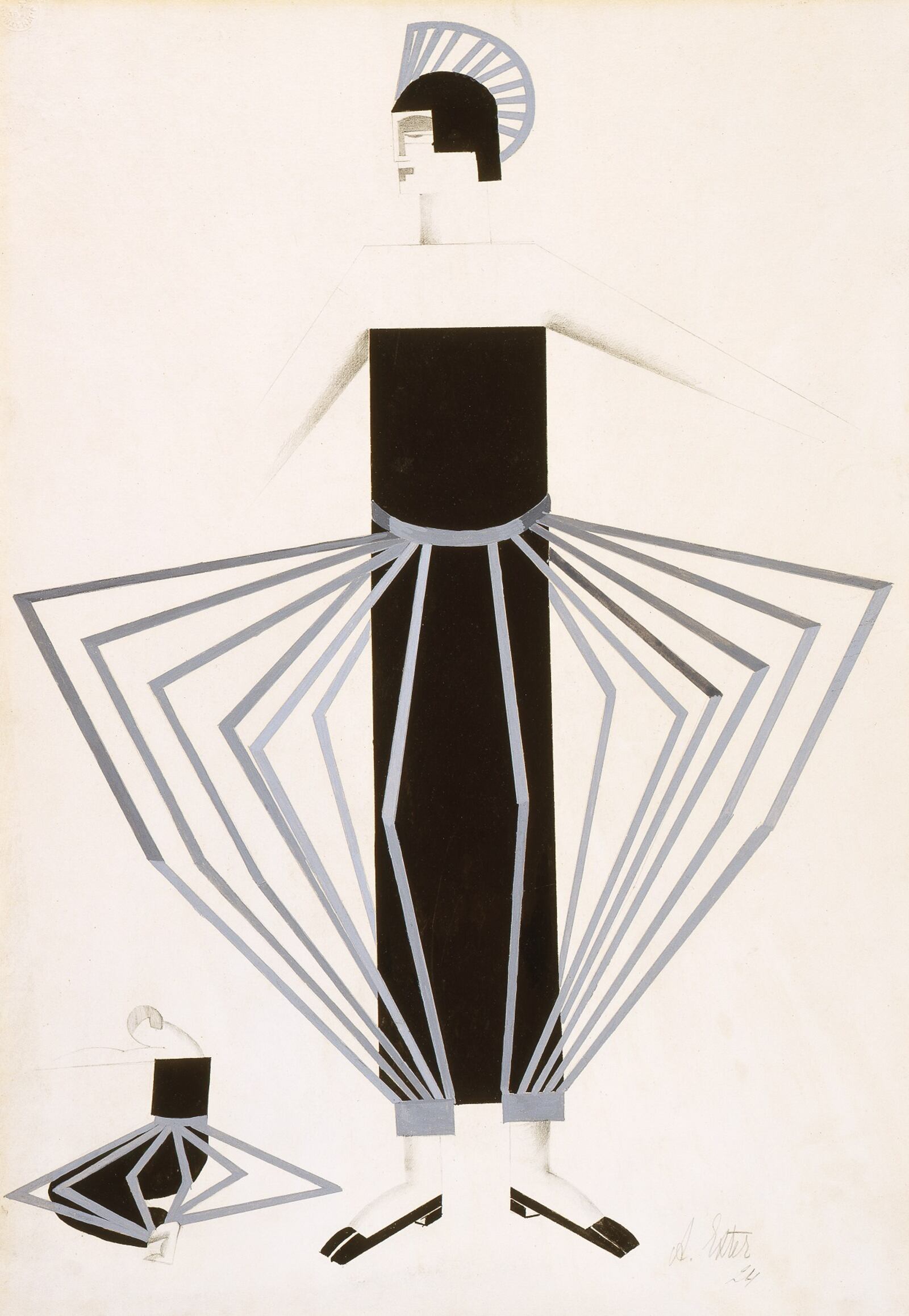 Alexandra Exter, Costume design for a female servant to Aelita in Aelita: Queen of Mars, 1924, gouache, ink and graphite on paper. Collection of the McNay Art Museum, Gift of The Tobin Endowment.