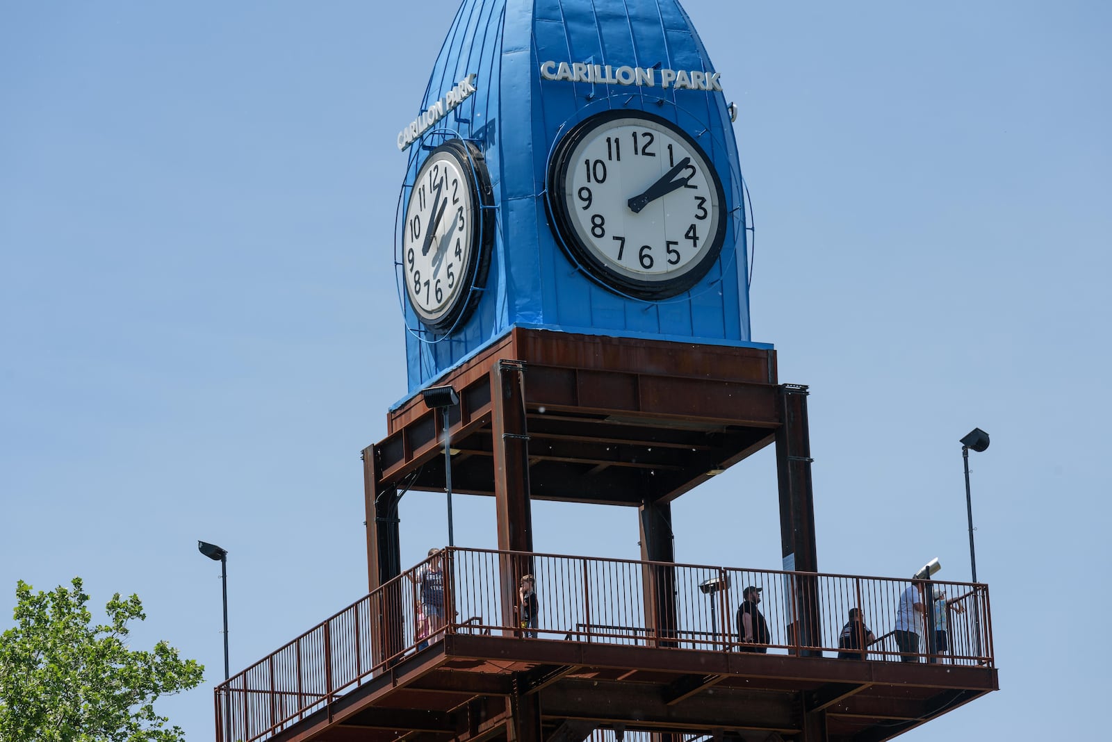 Visitors can climb 120 steps to the top of Brethen Tower and take in views of the park, Great Miami River and the surrounding area in the 100-foot-tower topped by the historic Callahan clock. TOM GILLIAM / CONTRIBUTING PHOTOGRAPHER