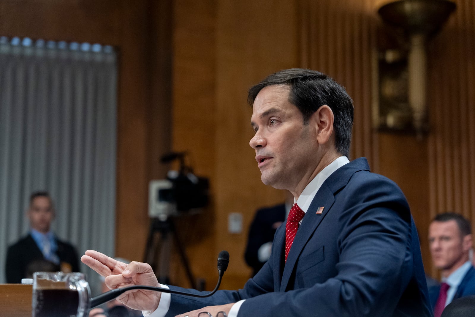 Sen. Marco Rubio, R-Fla., President-elect Donald Trump's choice to be Secretary of State, appears before the Senate Foreign Relations Committee for his confirmation hearing, at the Capitol in Washington, Wednesday, Jan. 15, 2025. (AP Photo/Alex Brandon)