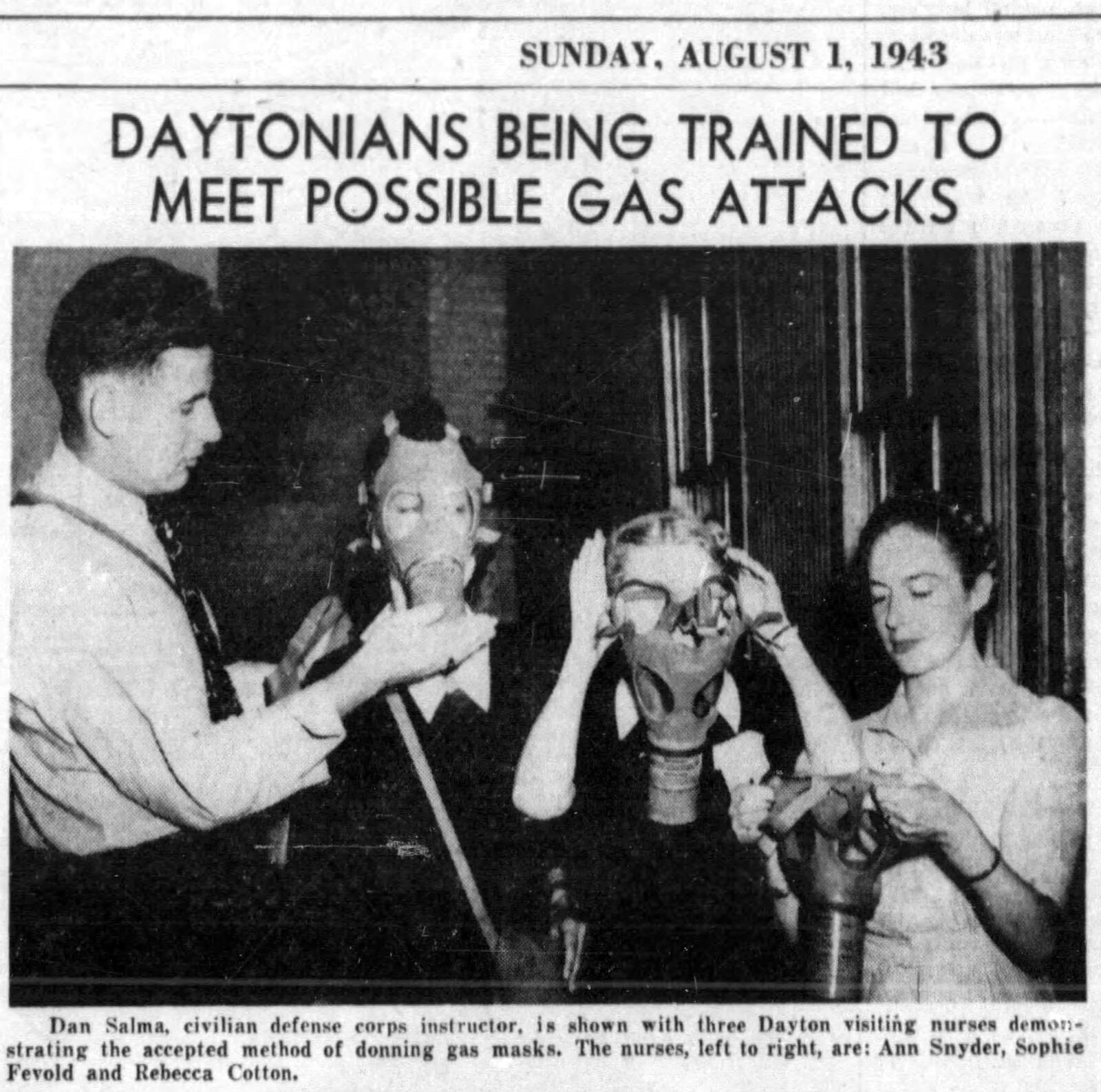 Aug. 1, 1943: Daytonians being trained to meet possible gas attacks. DAYTON DAILY NEWS ARCHIVES