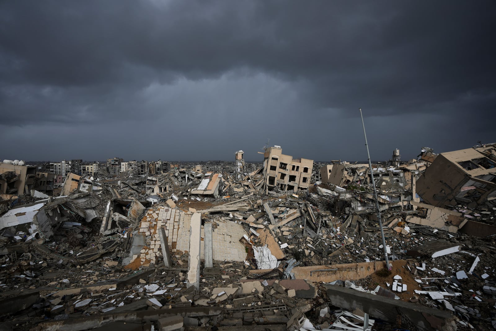 A view of the destruction caused by the Israeli air and ground offensive in Jabaliya, Gaza Strip, Thursday, Feb. 6, 2025. (AP Photo/Abdel Kareem Hana)