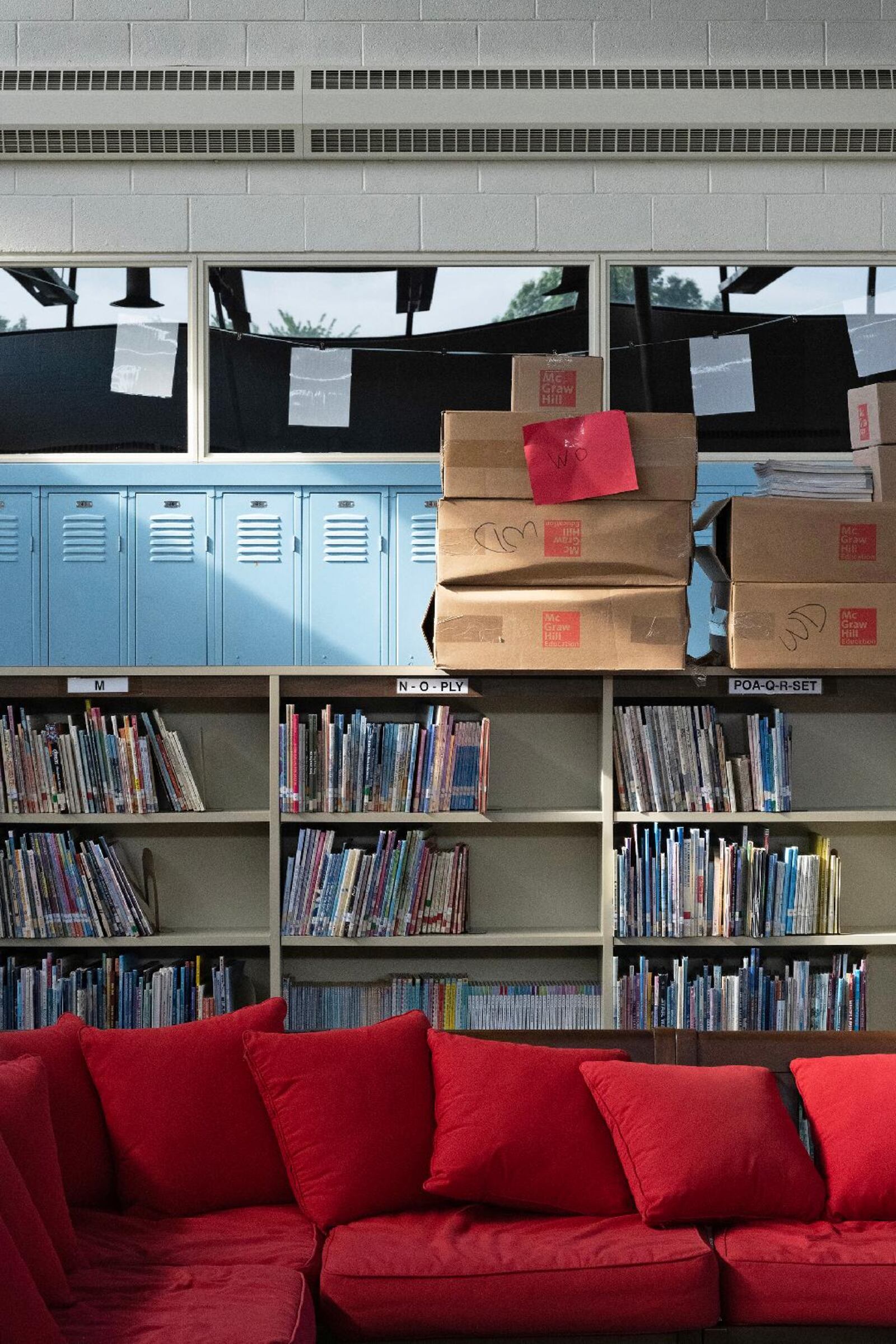 Daniel McInnis, "Woodland Elementary Library (two weeks before classes began), Perrysburg, Ohio, 2022." Digital inkjet print, 24 x 36 inches. Courtesy of the artist