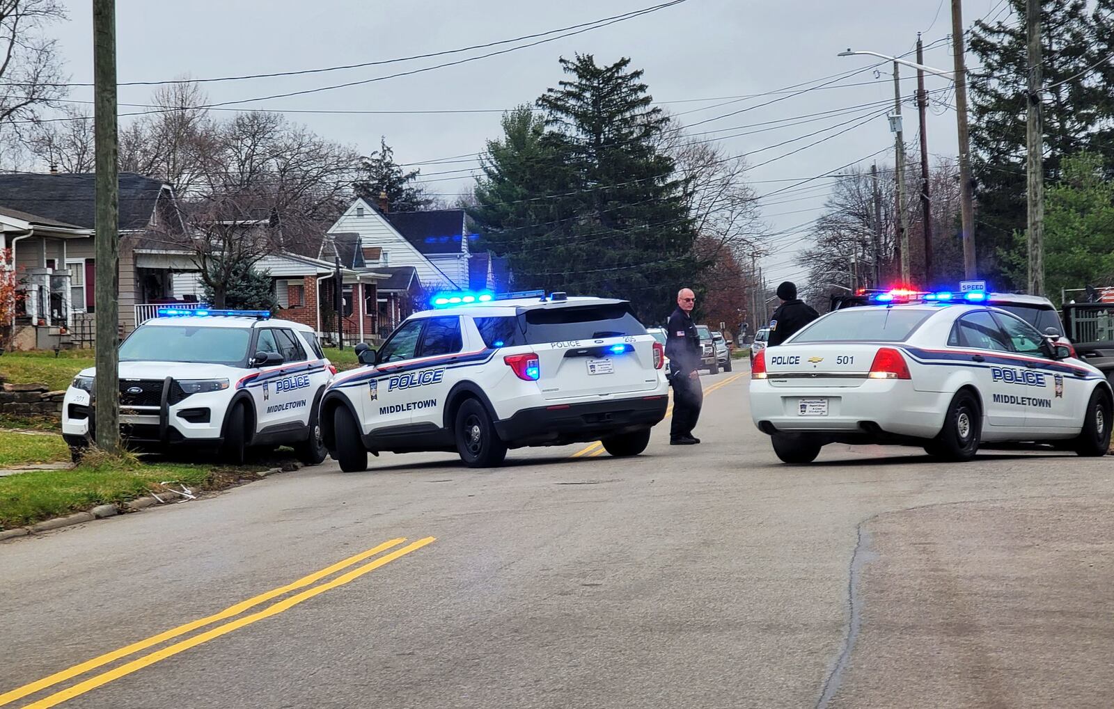 Middletown police investigate a shooting Sunday, Dec. 10, 2023, on Lafayette Avenue. NICK GRAHAM/STAFF