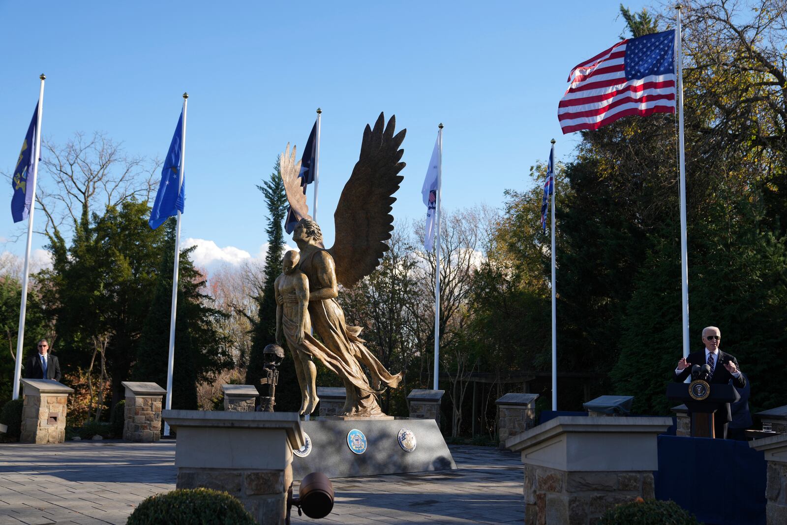 President Joe Biden speaks at Grubb-Worth Mansion, in Claymont, Del., Monday, Nov. 11, 2024. (AP Photo/Jacquelyn Martin)