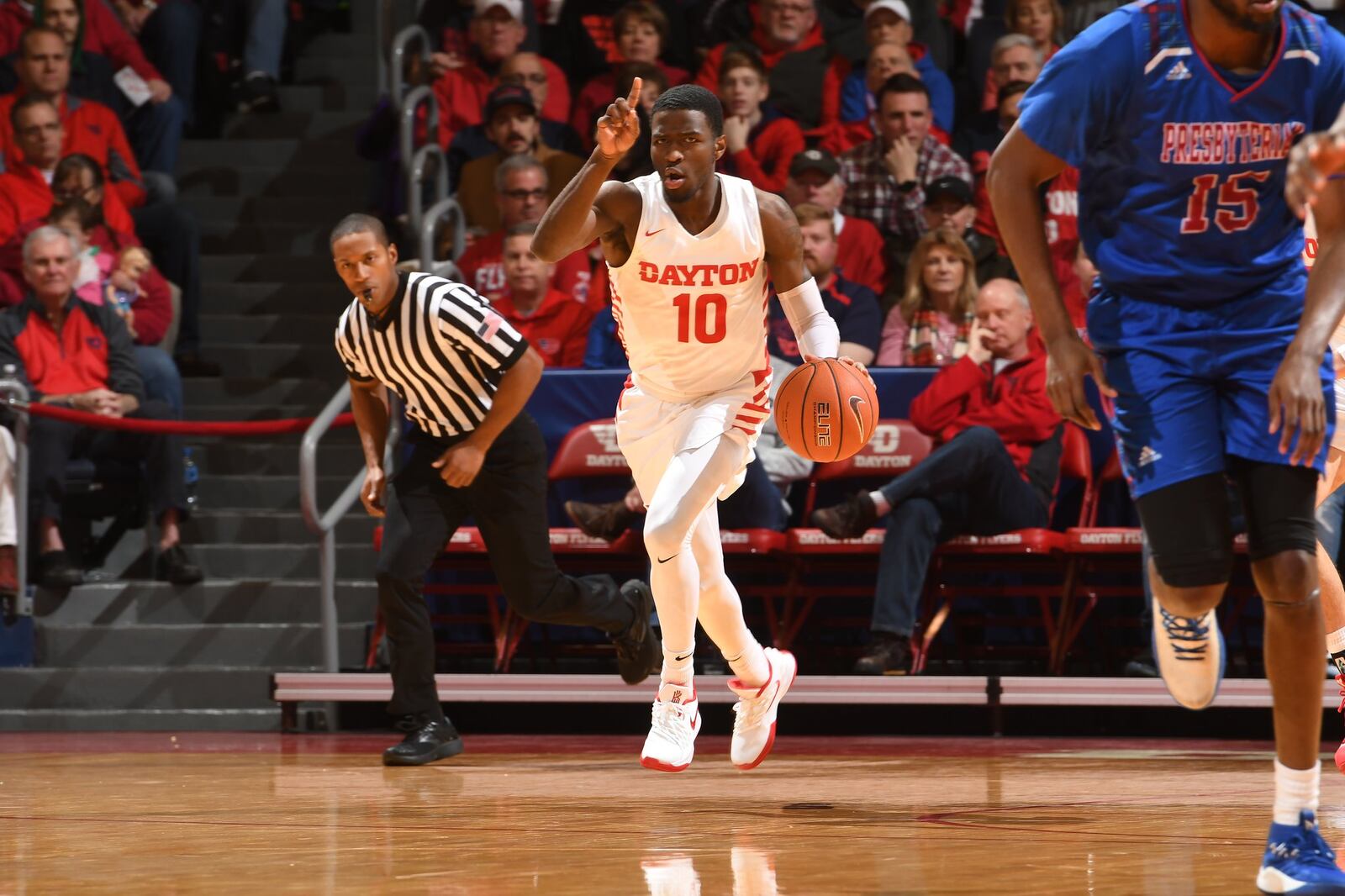 Dayton point guard Jalen Crutcher scored 19 points and dished out five assists in the Flyers’ 81-69 win over Presbyterian on Saturday at UD Arena. Erik Schelkun/CONTRIBUTED