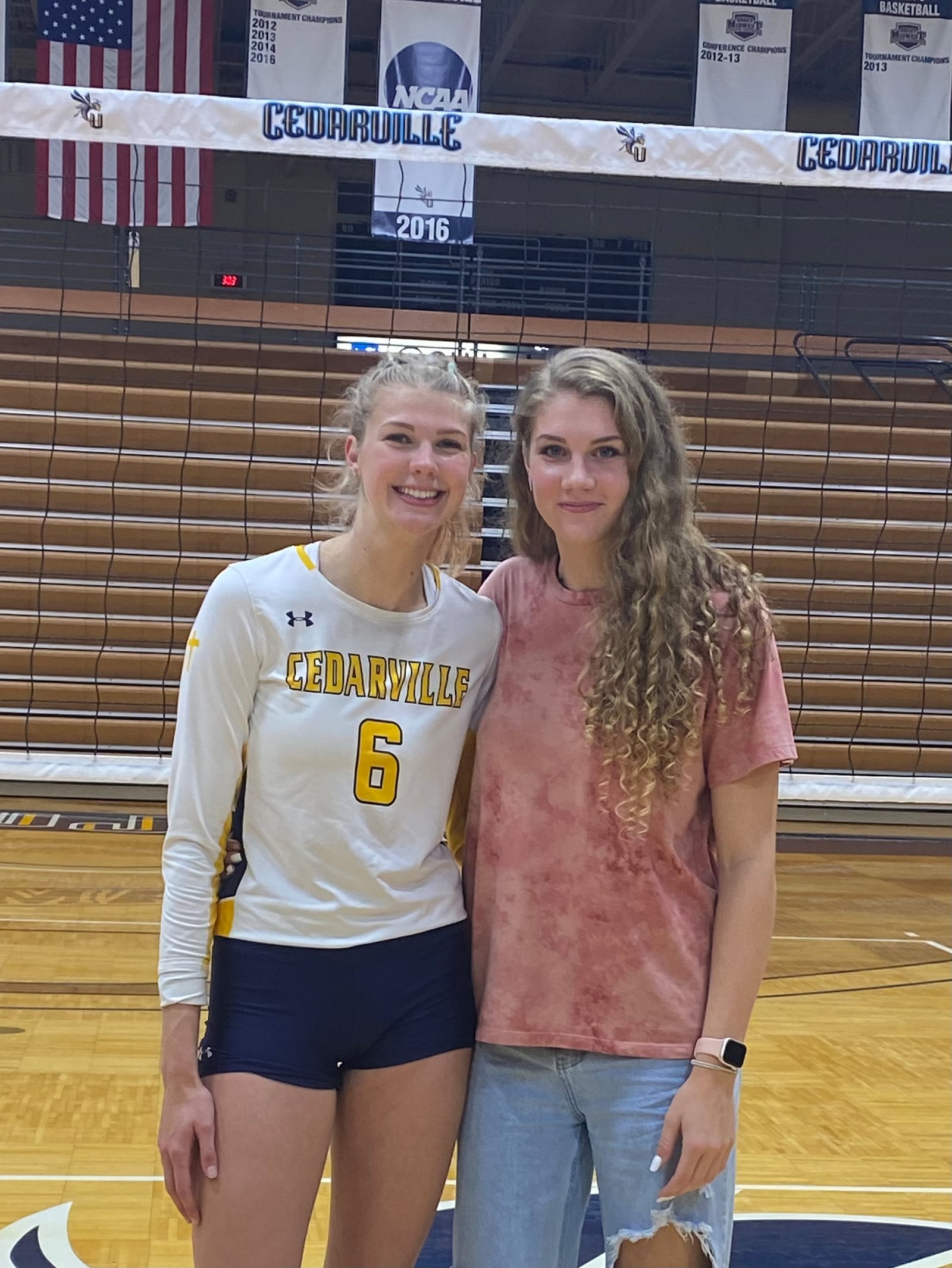 Hensley (R) with her sister Riley at Cedarville University. Riley played volleyball for Cedarville first and Hensley followed in her footsteps.