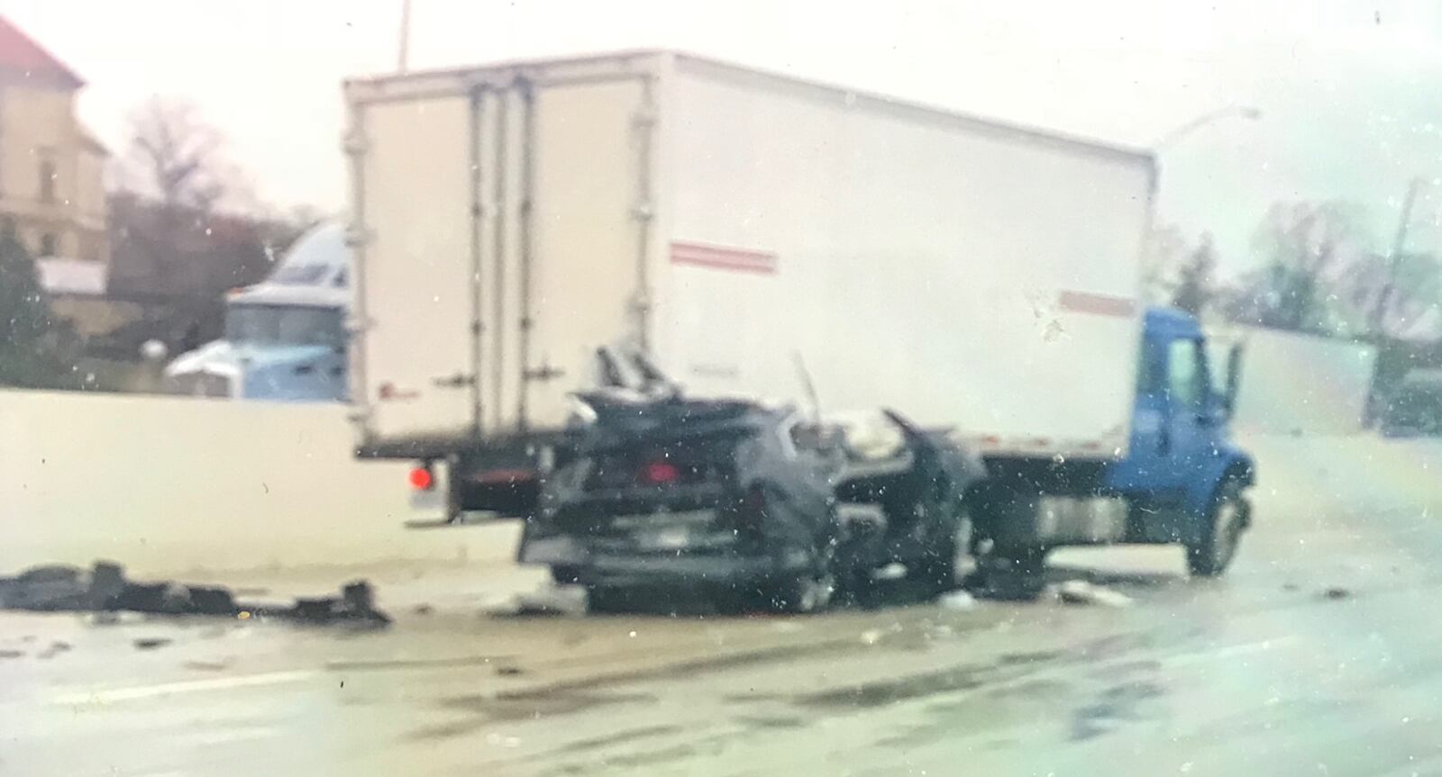 A Dayton police sergeant took this photo of Monday afternoon's accident on I-75 North that shut down the north lanes nearly four hours. (Courtesy/Dayton Police Dept.)