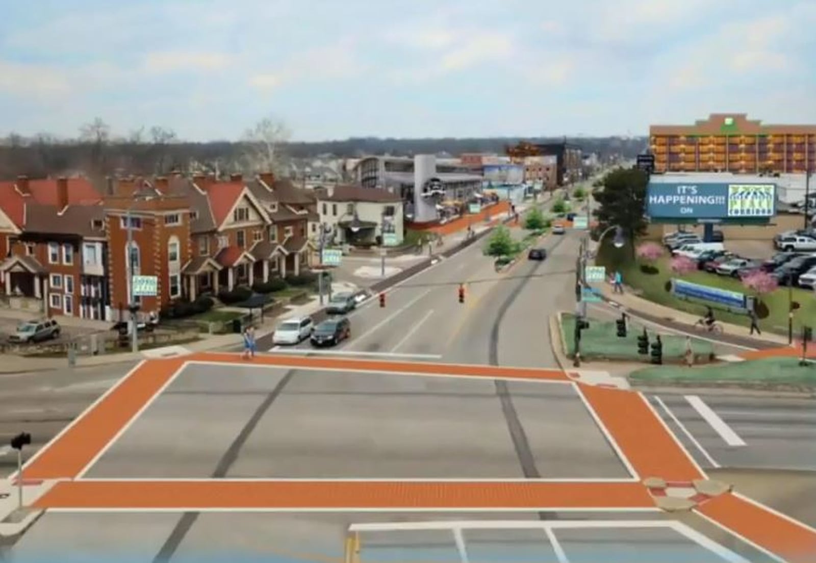 A rendering shows what lower Salem Avenue could look like if it was redesigned with pedestrian and bike-friendly features. CONTRIBUTED