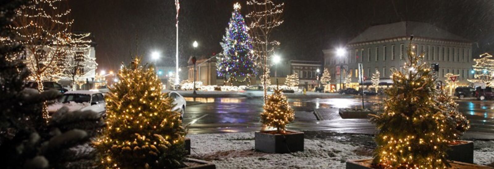 The Public Square in downtown Troy is decorated each year.