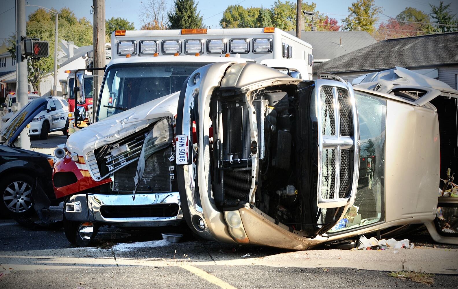 PHOTOS: 3-vehicle crash involving ambulance in Dayton