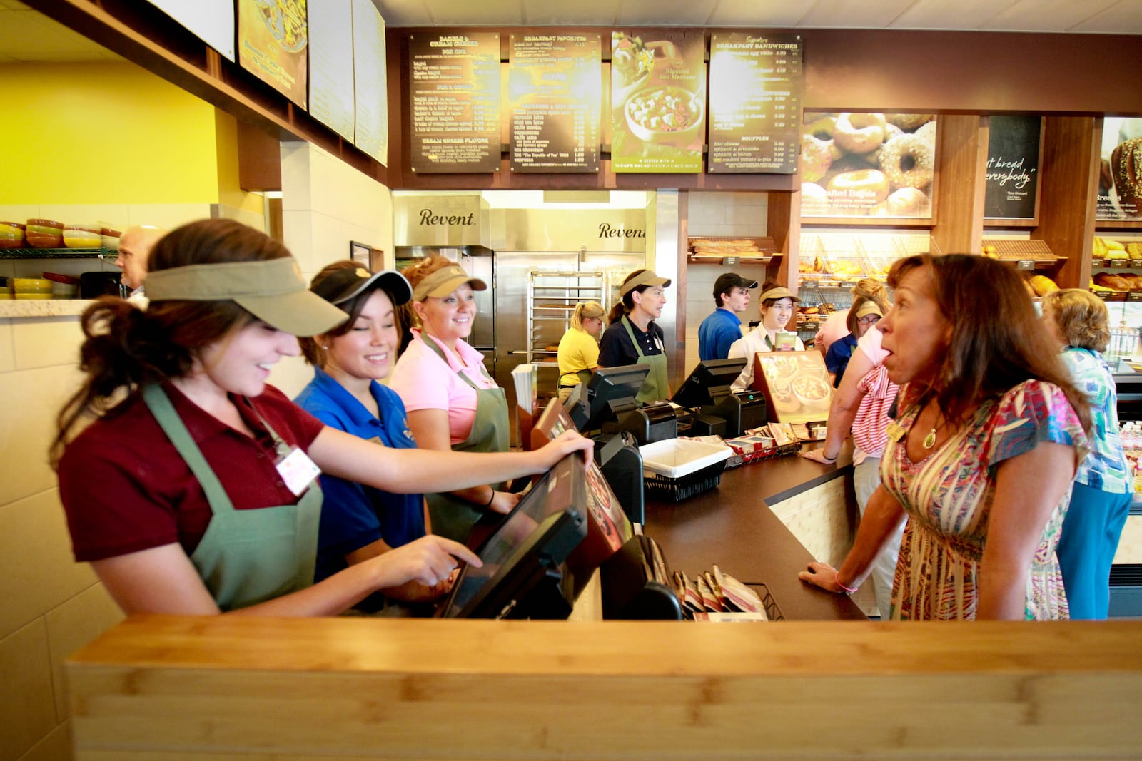 Workers at Panera Bread undergo training on Thursday before the grand opening Friday at Austin Landing. JIM WITMER / STAFF