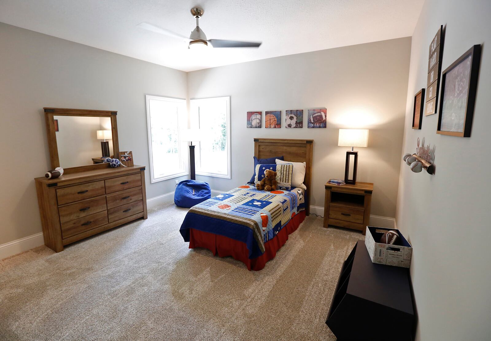 Child's bedroom of home number nine in the 2019 Homearama Touring Edition is located at 8738 Colton Court in Lebanon and built by HBS Development, Inc. The design, titled The Aurora, has more than 5,000 square feet of living space with generous windows in front and in back that includes a wooded view.   TY GREENLEES / STAFF