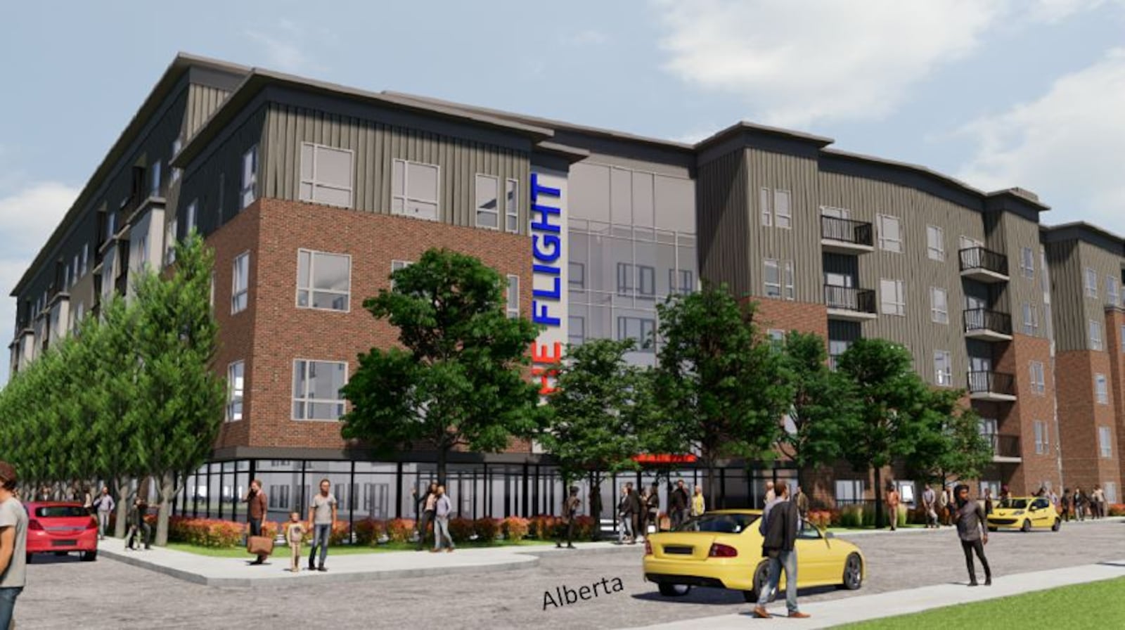 A rendering of The Flight, a proposed apartment project near Wyoming and Brown streets. CONTRIBUTED