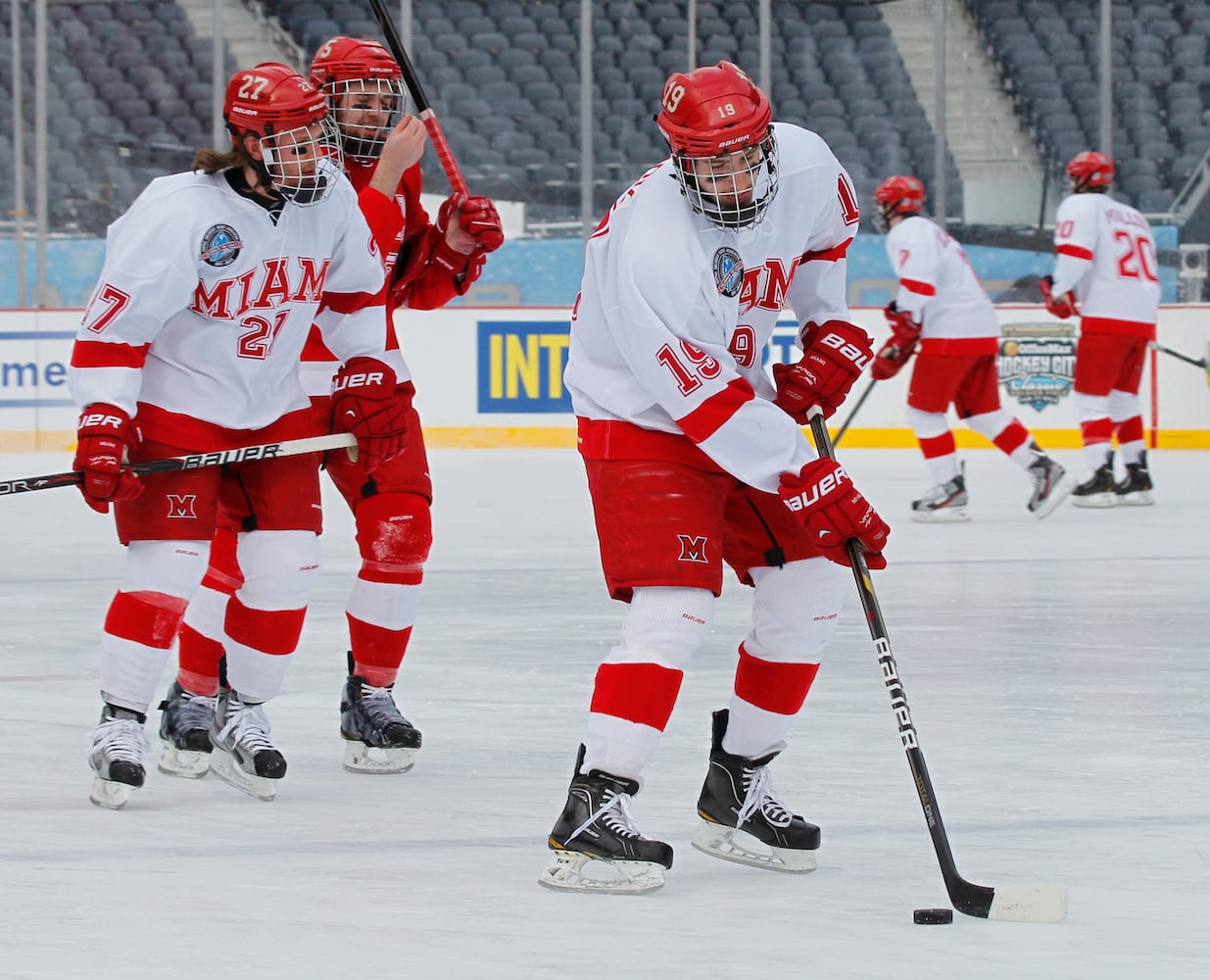 Miami Hockey Practices at Soldier Field