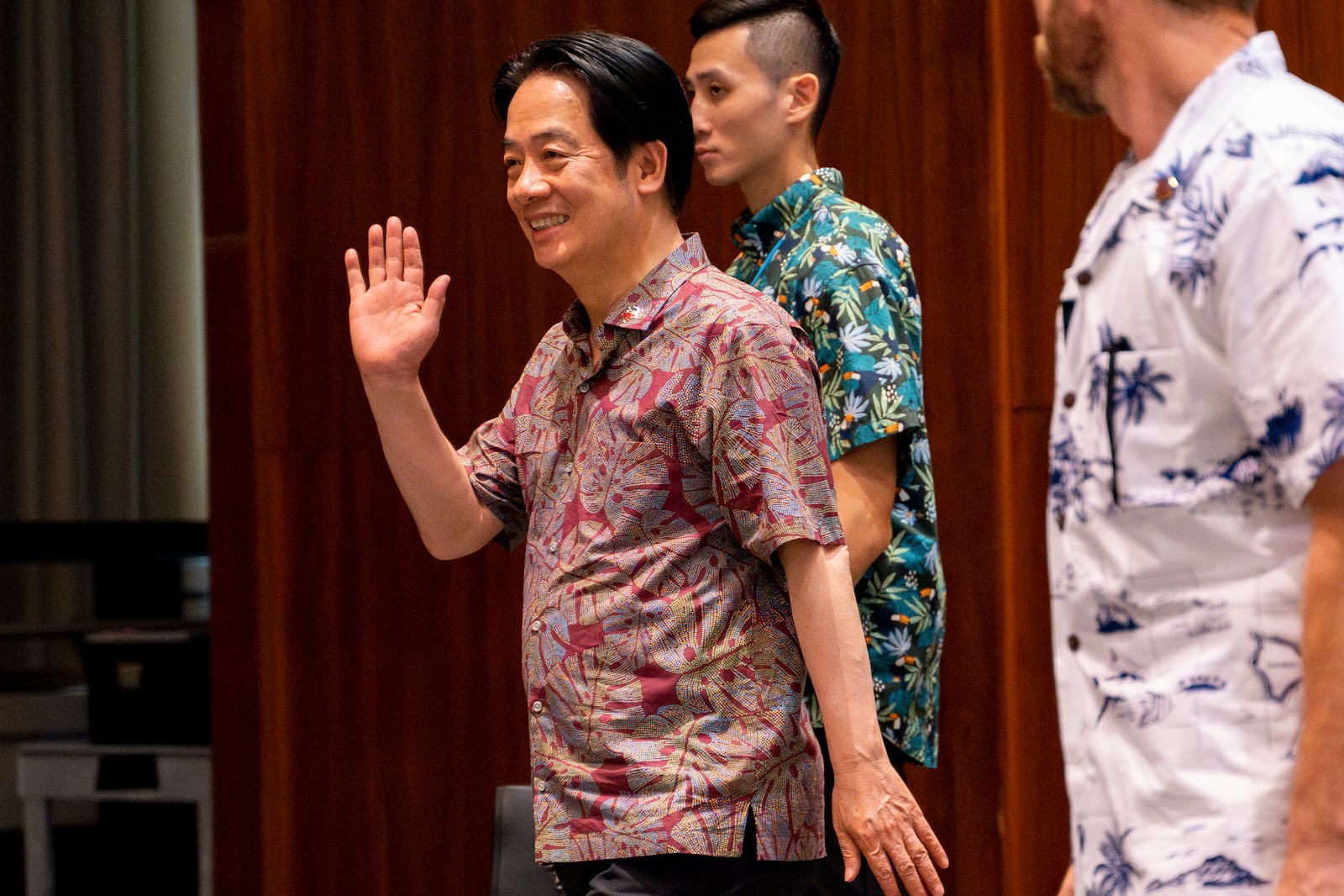 Taiwan President Lai Ching-te arrives at the East-West Center for an informal private discussion during a transit stopover in Hawaii en route to visit several Pacific Islands, Sunday, Dec. 1, 2024, in Honolulu, Hawaii. (AP Photo/Mengshin Lin)