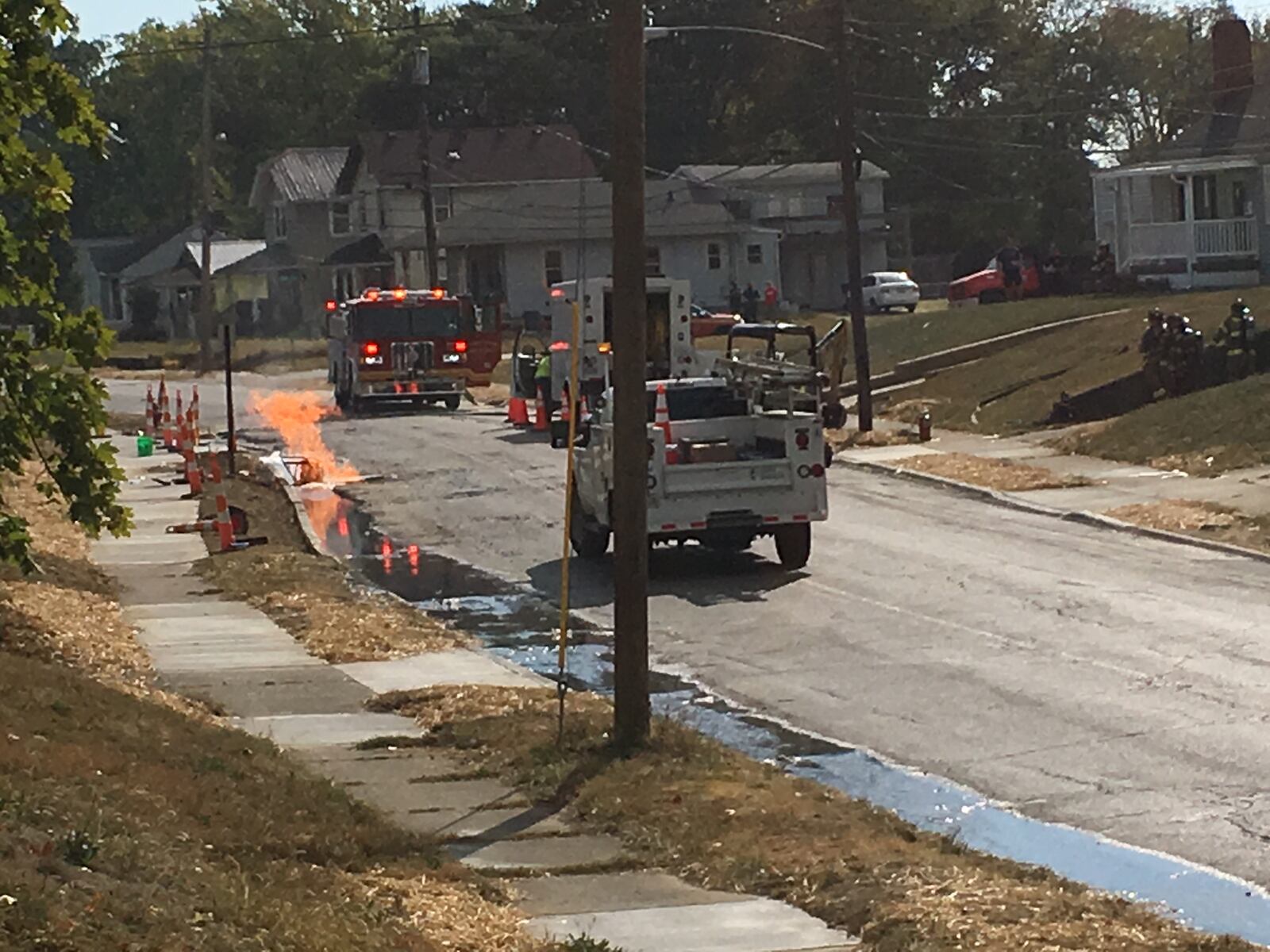 A Middletown neighborhood on Lafeyette Avenue was evacuated on Wednesday, Oct. 2, 2019, because of a gas leak that involved a fire. ED RICHTER / STAFF