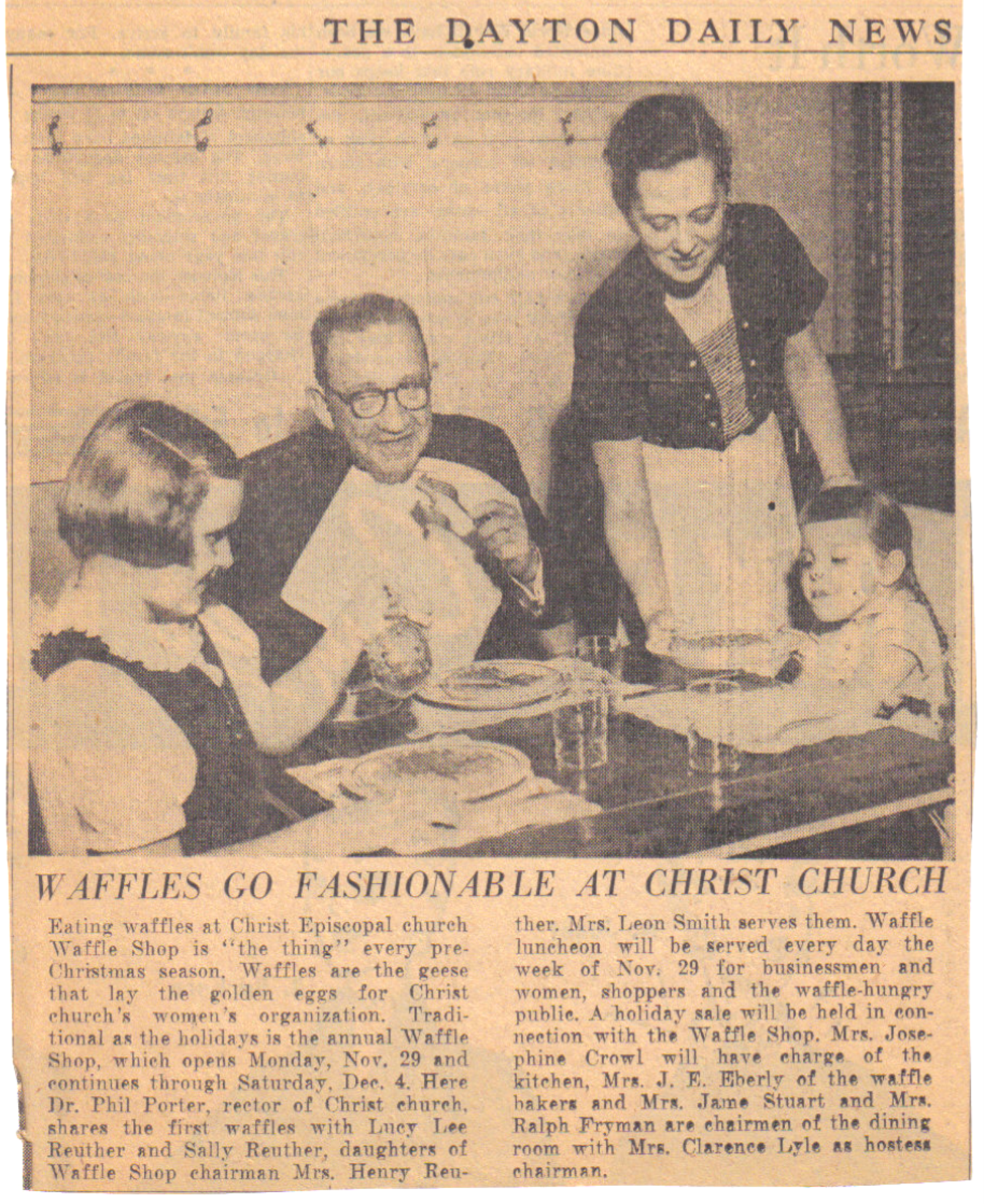 Christ Episcopal Church’s Women of the Parochial Society, one of eight women’s groups at the church at the time, launched Waffle Shop in 1929.   The holiday fundraiser has grown over the years.