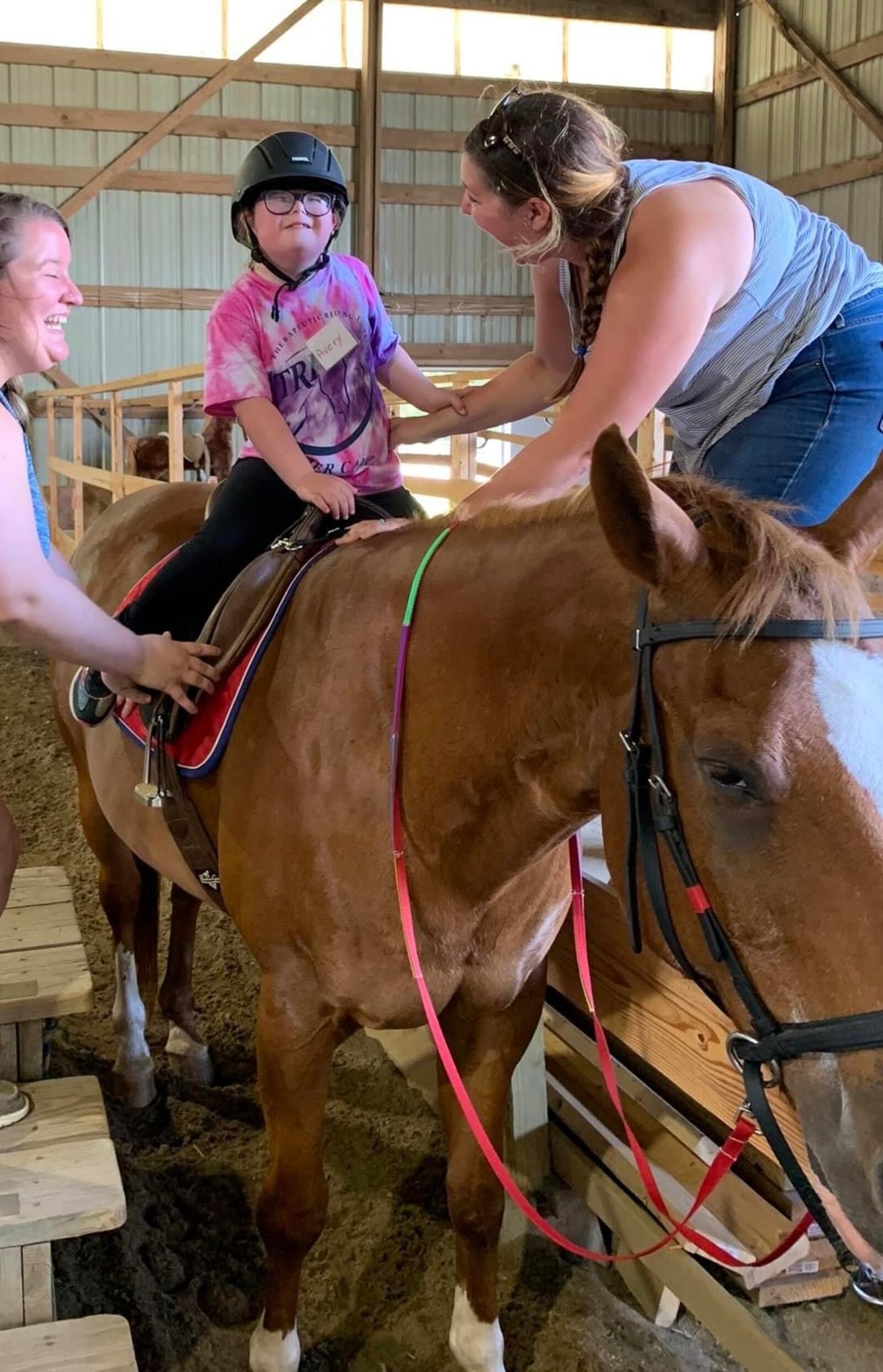 Students at the Therapeutic Riding Institute (TRI) work with horses. CONTRIBUTED