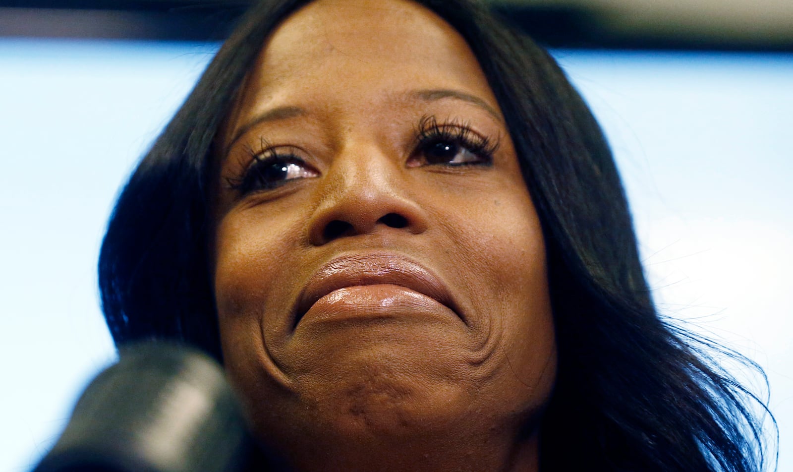 FILE - Rep. Mia Love, R-Utah, talks about election results in the 4th Congressional District at the Utah Republican Party headquarters, Nov. 26, 2018, in Salt Lake City. (AP Photo/Rick Bowmer, File)