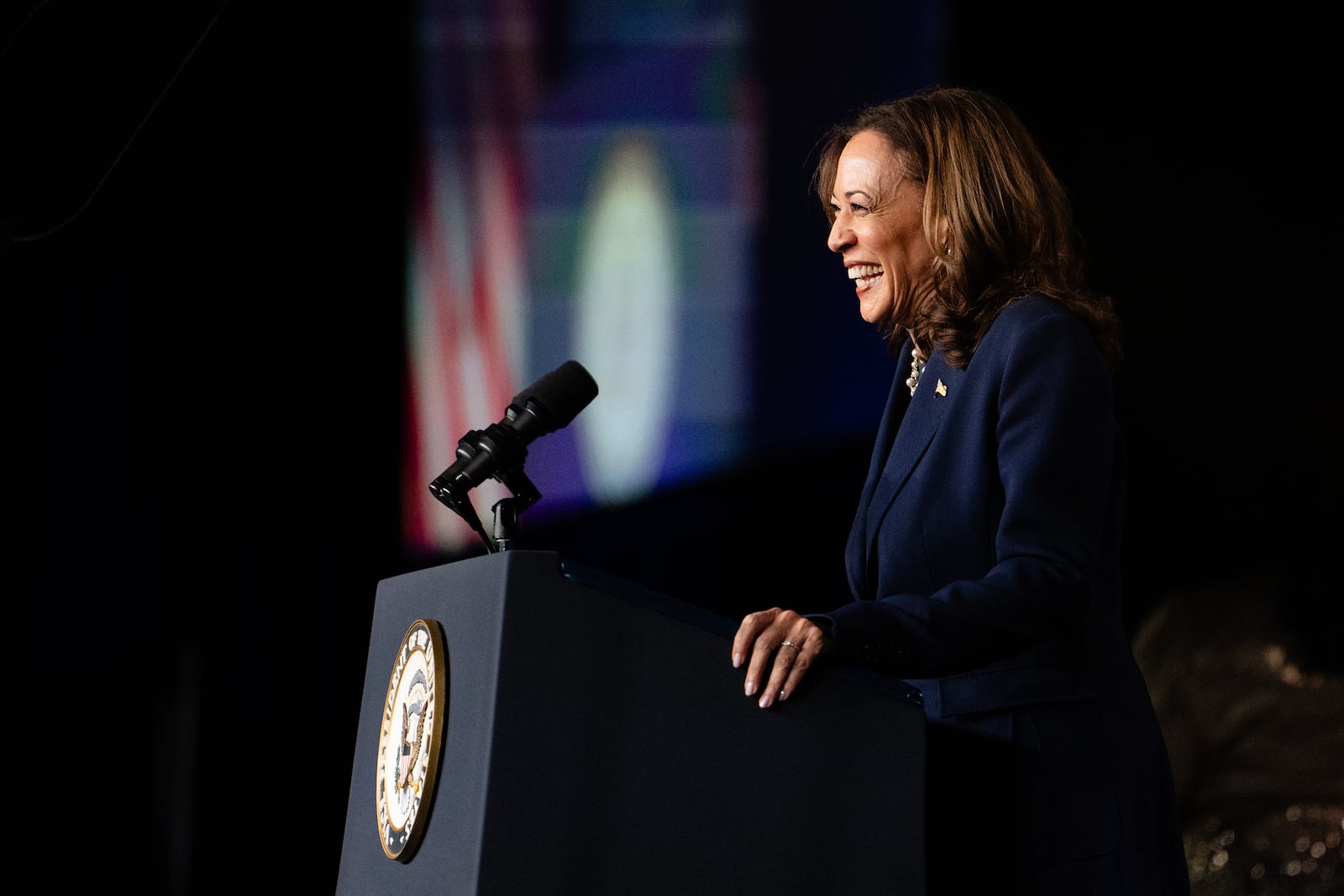 
                        Vice President Kamala Harris speaks at Sigma Gamma Rho Sorority gathering in Houston, Texas, on Wednesday, July 31, 2024. Harris carefully hit back at former President Donald Trump after he questioned the legitimacy of her identity as a Black woman, saying on Wednesday that he had put on the “same old show” of “divisiveness and disrespect.” (Erin Schaff/The New York Times)
                      