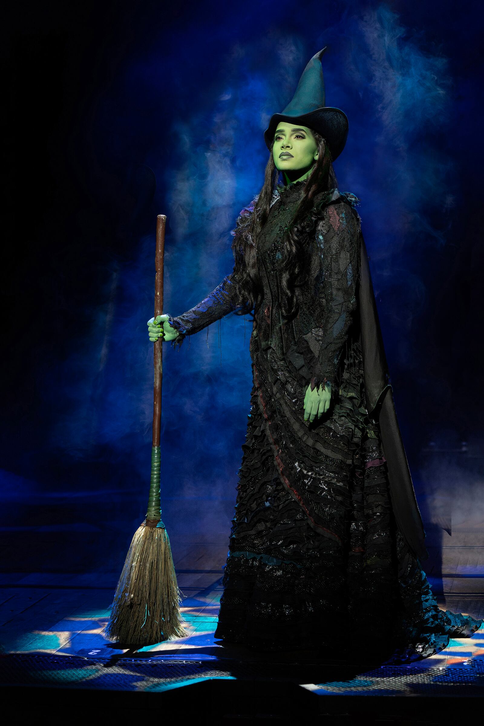 Lencia Kebede appears as Elphaba in the Broadway musical "Wicked" in New York on March 1, 2025. (Joan Marcus via AP)