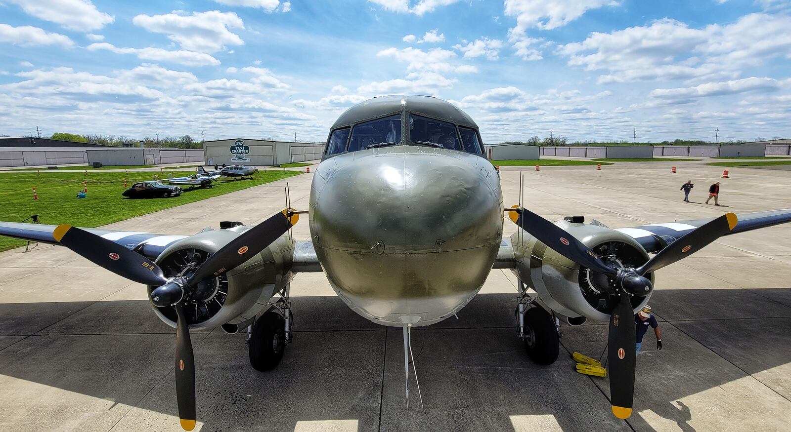 That’s All, Brother, a C-47 piloted by Lt. Col. John Donalson, arrived at Butler County Regional Airport Friday, April 16 for a three-day visit with tours and rides available. The historic WWII C-47 aircraft led over 800 C-47’s over the drop zones of Normandy, France on D-Day on June 6th, 1944. NICK GRAHAM / STAFF