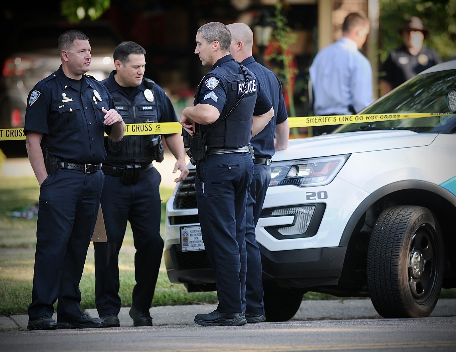 Centerville police investigate a fatal shooting on Sheehan Road Thursday, June 8, 2023. MARSHALL GORBY \STAFF