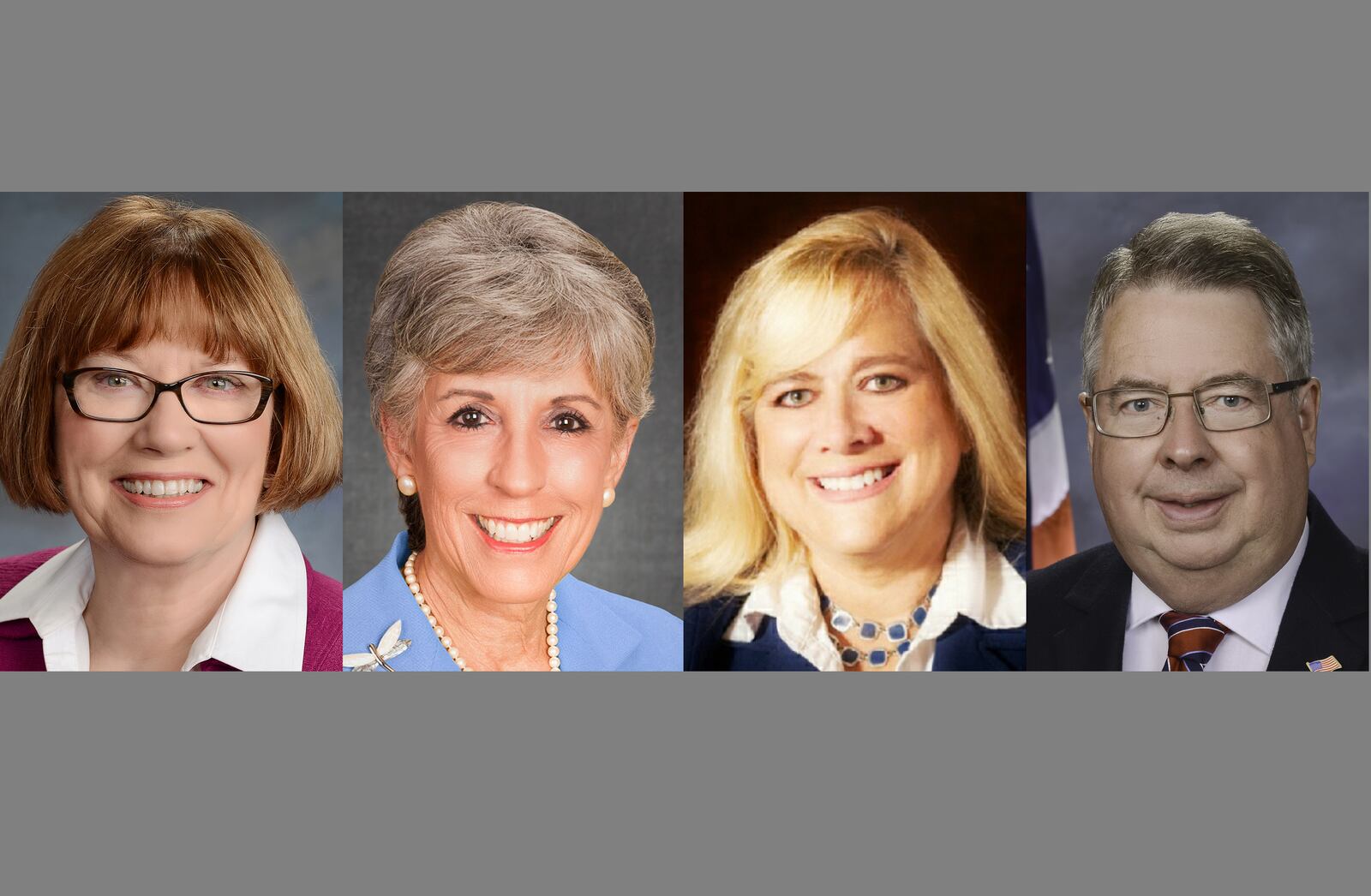 Two Montgomery County Commission seats were contested. Montgomery County Commissioner Judy Dodge, left, a Democrat running for re-election, faces Republican Arlene Setzer, second from left, a former state representative and past mayor of Vandalia. Montgomery County Commissioner Debbie Lieberman, third from left, a Democrat running for re-election, faces Republican Bob Matthews, right, a former Miami Twp. trustee and information technology project manager. SUBMITTED