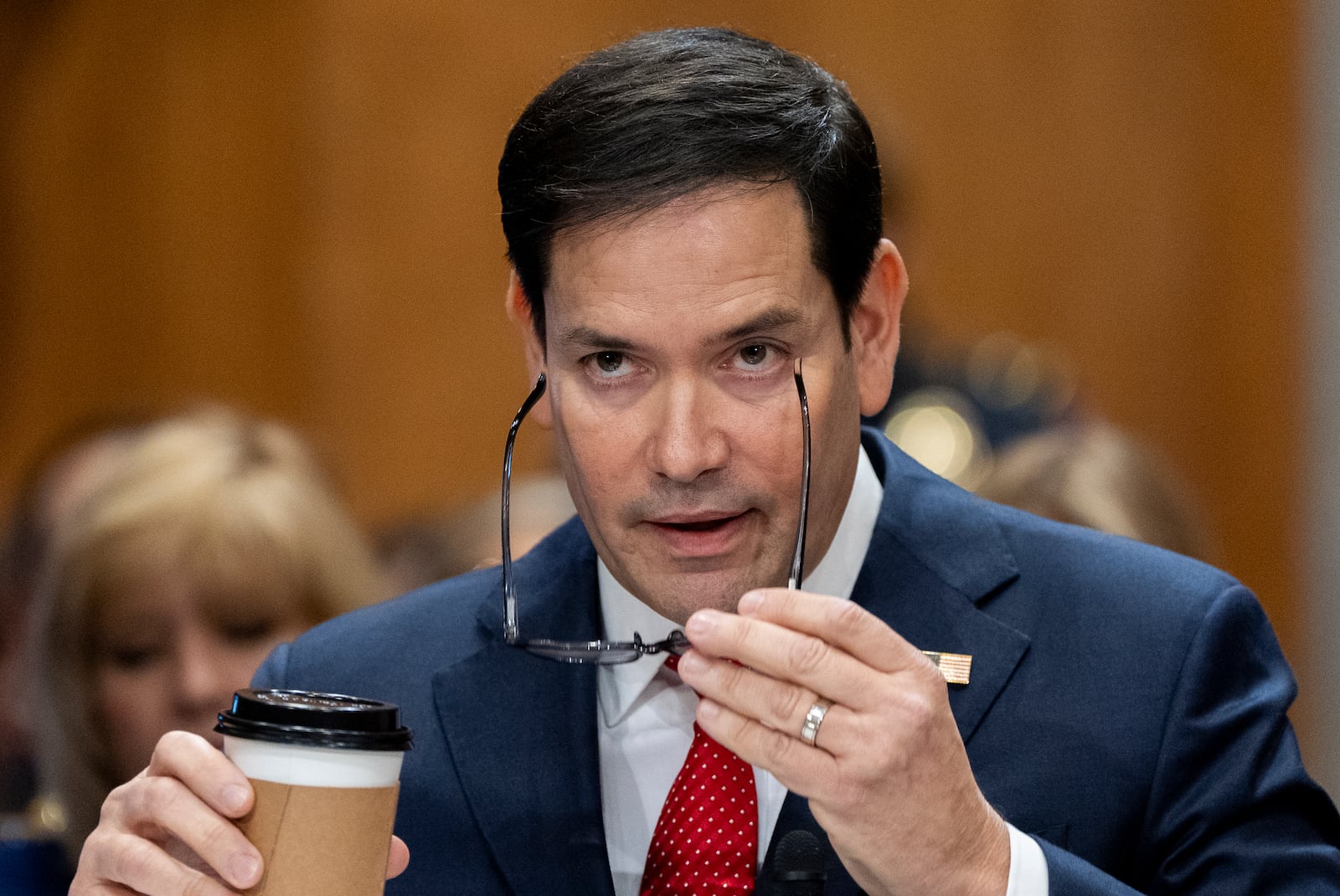 Sen. Marco Rubio, R-Fla., President-elect Donald Trump's choice to be Secretary of State, appears before the Senate Foreign Relations Committee for his confirmation hearing, at the Capitol in Washington, Wednesday, Jan. 15, 2025. (AP Photo/Alex Brandon)