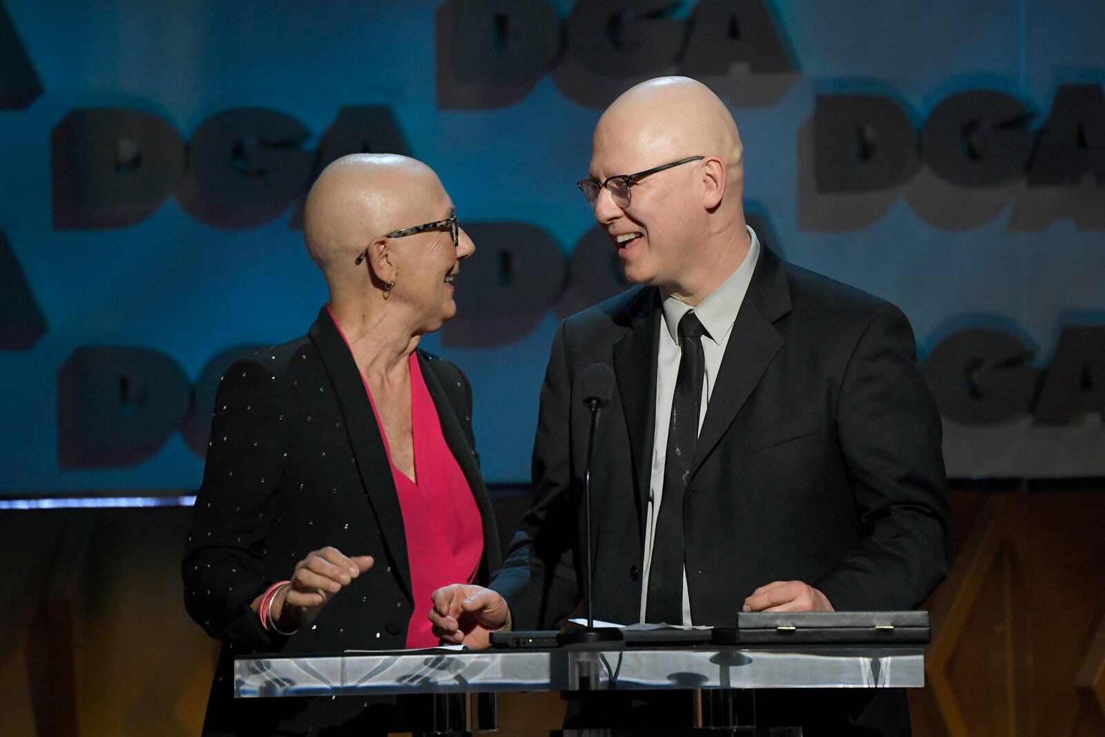 LOS ANGELES, CALIFORNIA - JANUARY 25: (L-R) Julia Reichert and Steven Bognar accept Documentary for 'American Factory' onstage during the 72nd Annual Directors Guild Of America Awards at The Ritz Carlton on January 25, 2020 in Los Angeles, California. (Photo by Kevork Djansezian/Getty Images)