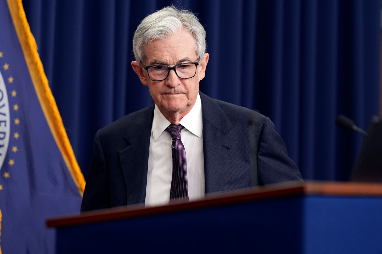 Federal Reserve Board Chairman Jerome Powell arrives for a news conference at the Federal Reserve, Wednesday, Dec. 18, 2024, in Washington. (AP Photo/Jacquelyn Martin)