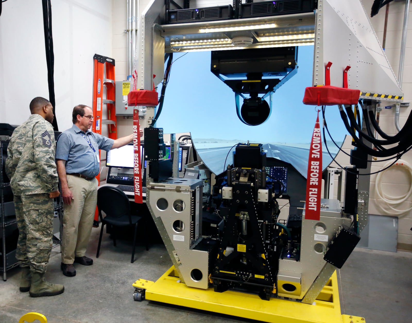 One of three interchangeable cockpits for the human centrifuge.  TY GREENLEES / STAFF