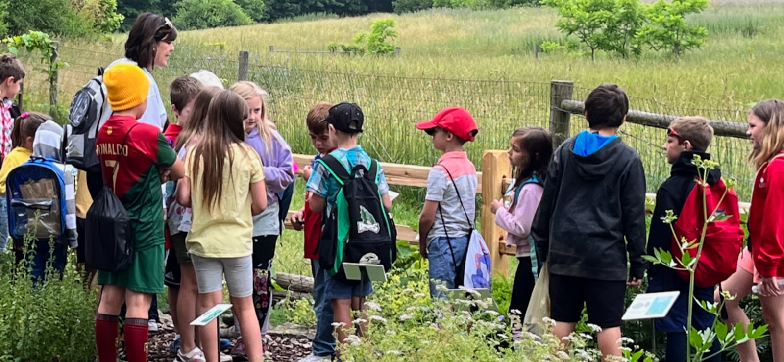 Children from Dixie Elementary in New Lebanon explore the Herb Garden at Aullwood Audubon Farm. CONTRIBUTED