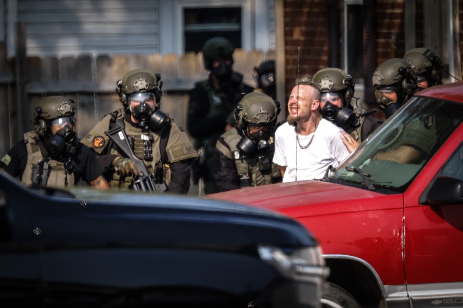 A man barricaded inside a Jefferson Twp. house Monday, Sept. 13, 2021, is now in custody after the Montgomery County Regional SWAT team responded and used tear gas to coax him out. JIM NOELKER/STAFF