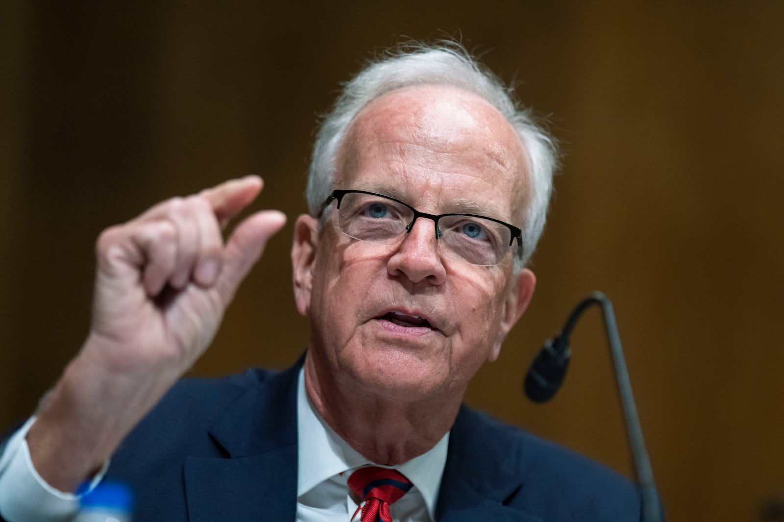 FILE - Sen. Jerry Moran, R-Kan., speaks during a roundtable on Capitol Hill, March 12, 2024, in Washington. (AP Photo/Manuel Balce Ceneta, File)